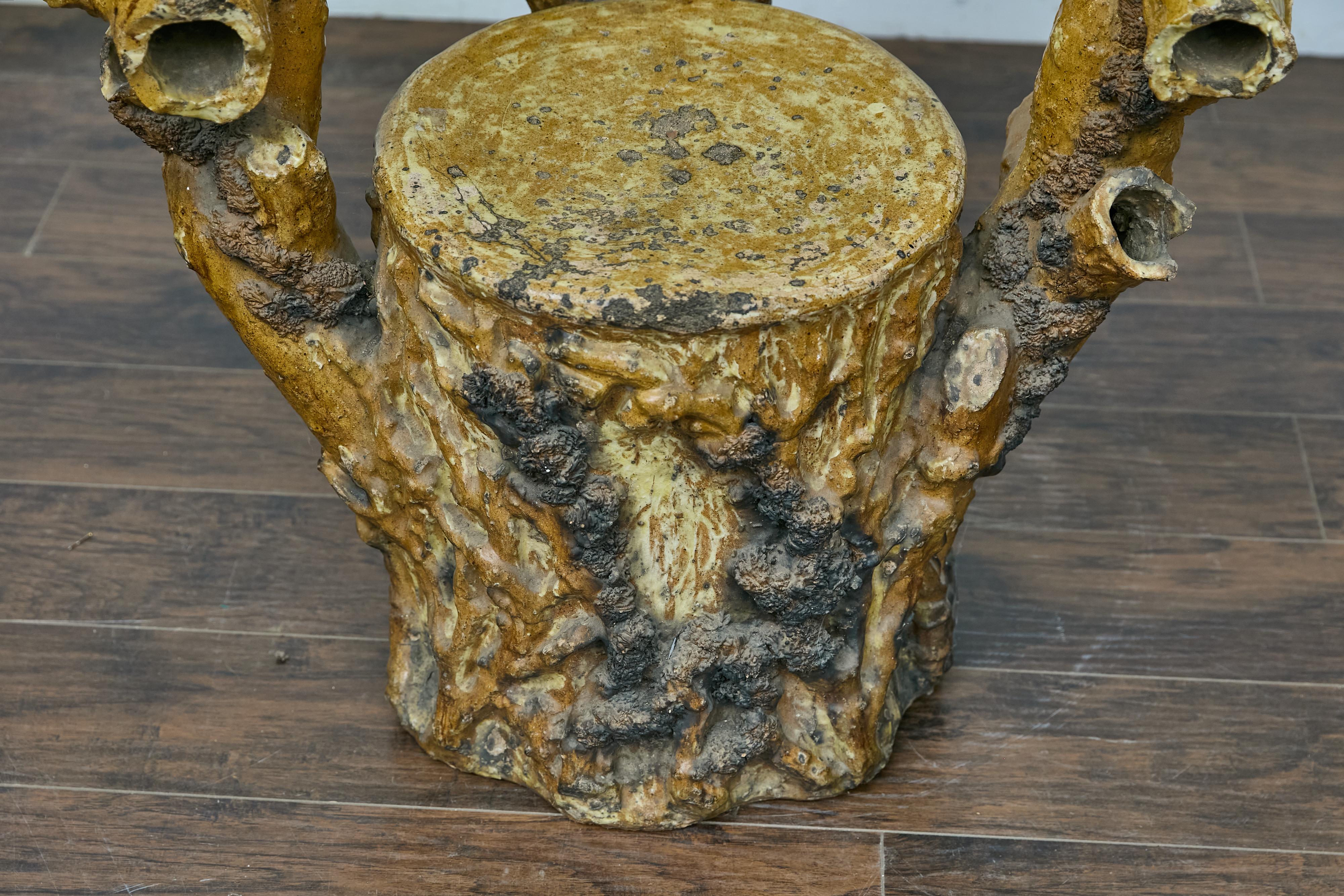 English Terracotta Coral-Inspired Grotto Chair with Patina, Circa 1900 For Sale 10