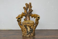 English Terracotta Coral-Inspired Grotto Chair with Patina, Circa 1900