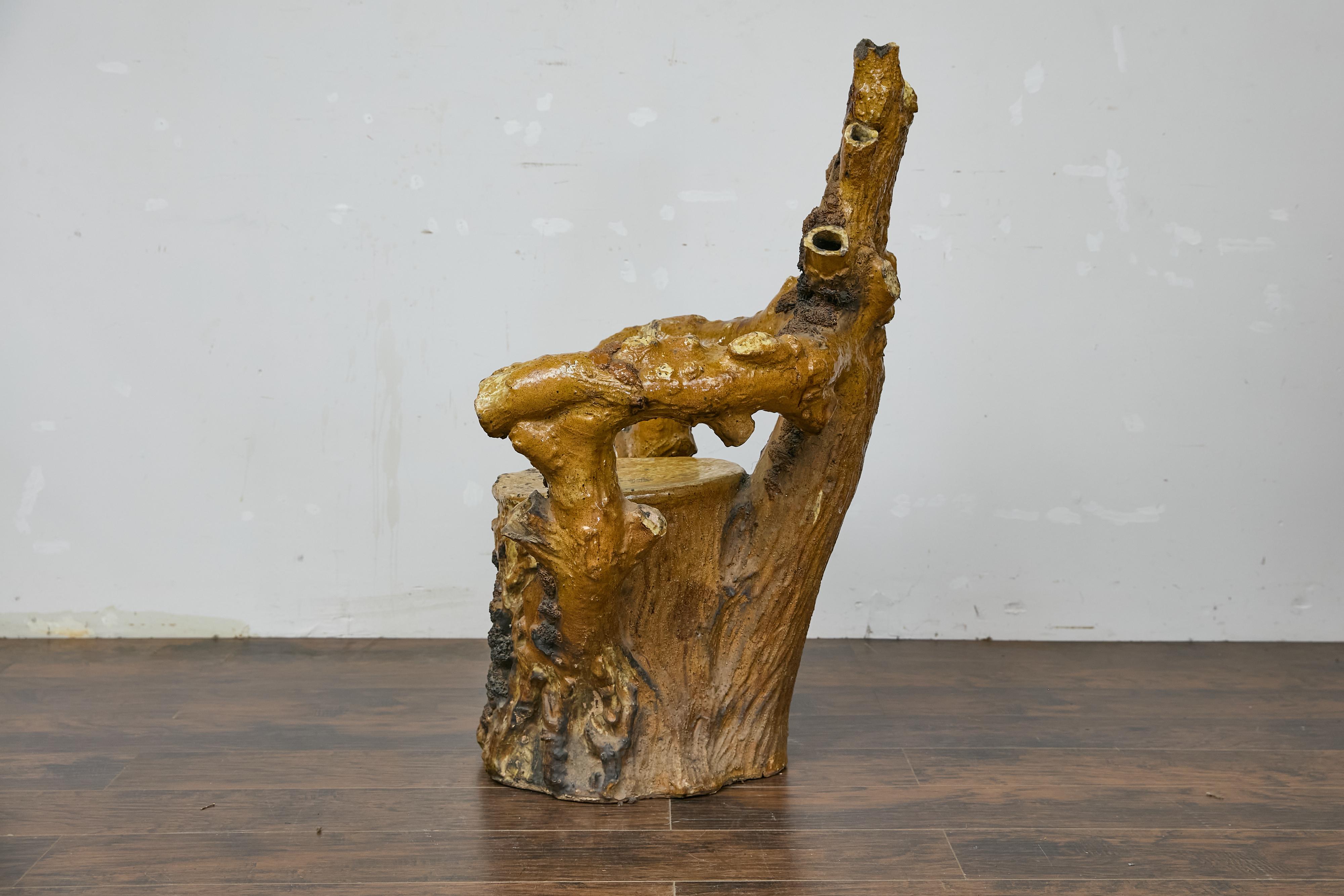 20th Century English Terracotta Coral-Inspired Grotto Chair with Patina, Circa 1900 For Sale