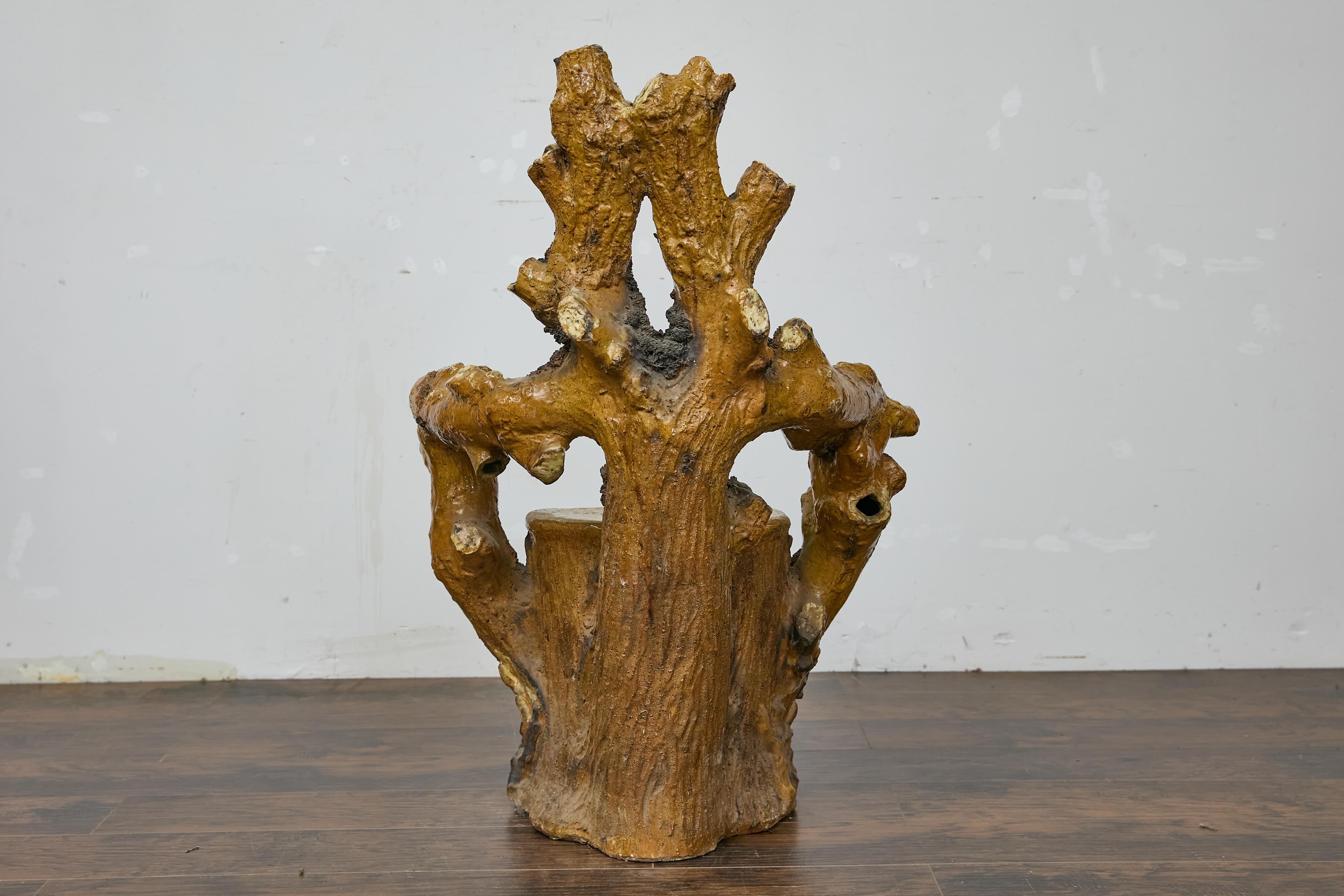 English Terracotta Coral-Inspired Grotto Chair with Patina, Circa 1900 For Sale 1