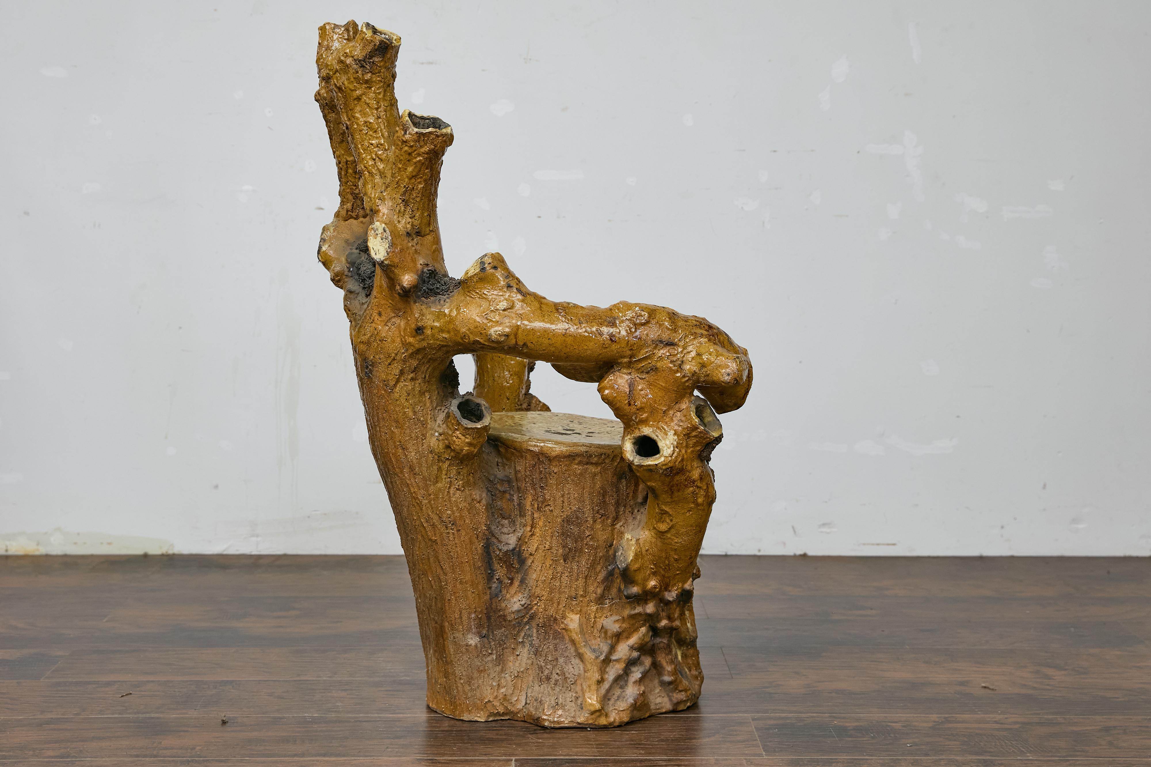 English Terracotta Coral-Inspired Grotto Chair with Patina, Circa 1900 For Sale 3
