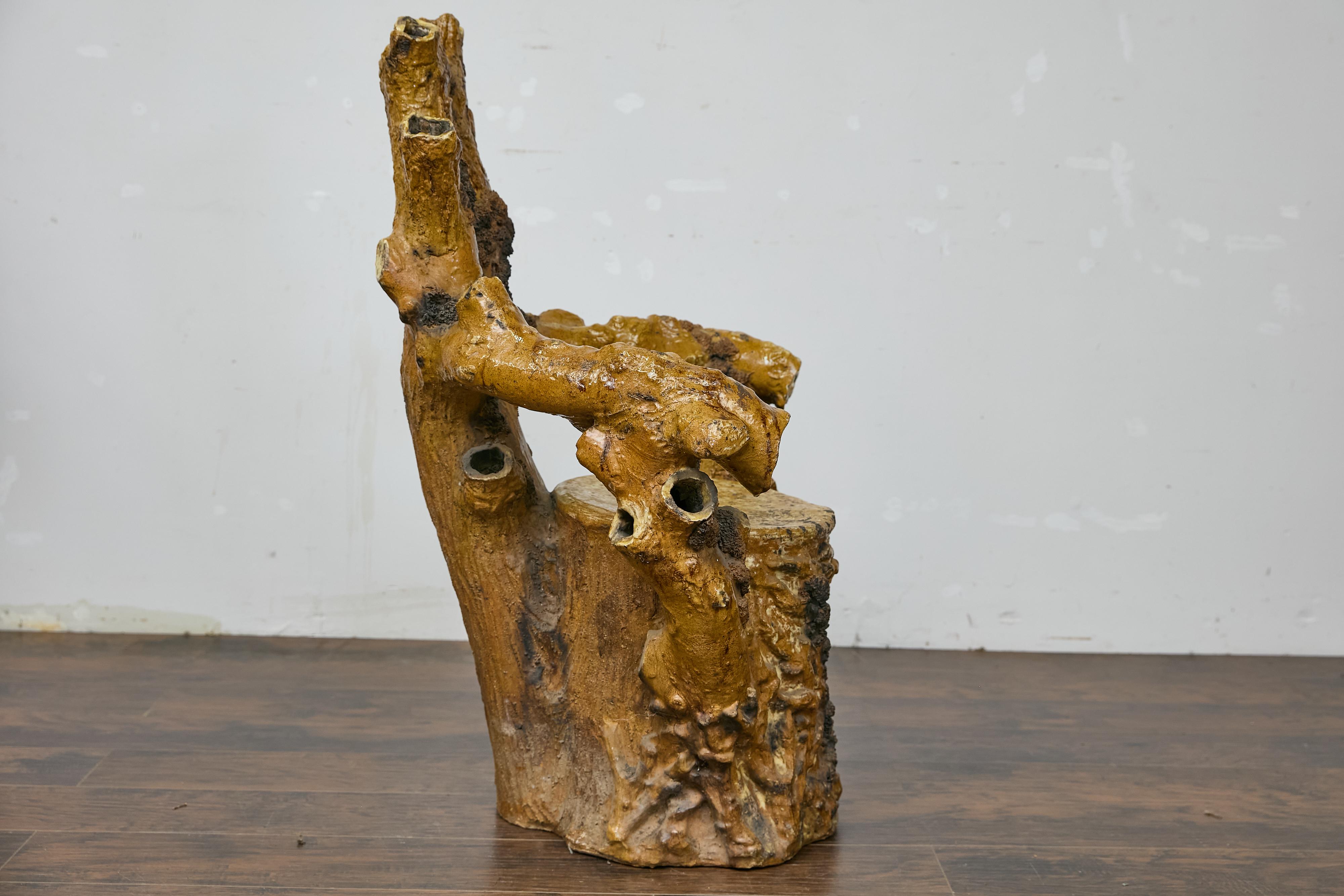 English Terracotta Coral-Inspired Grotto Chair with Patina, Circa 1900 For Sale 4