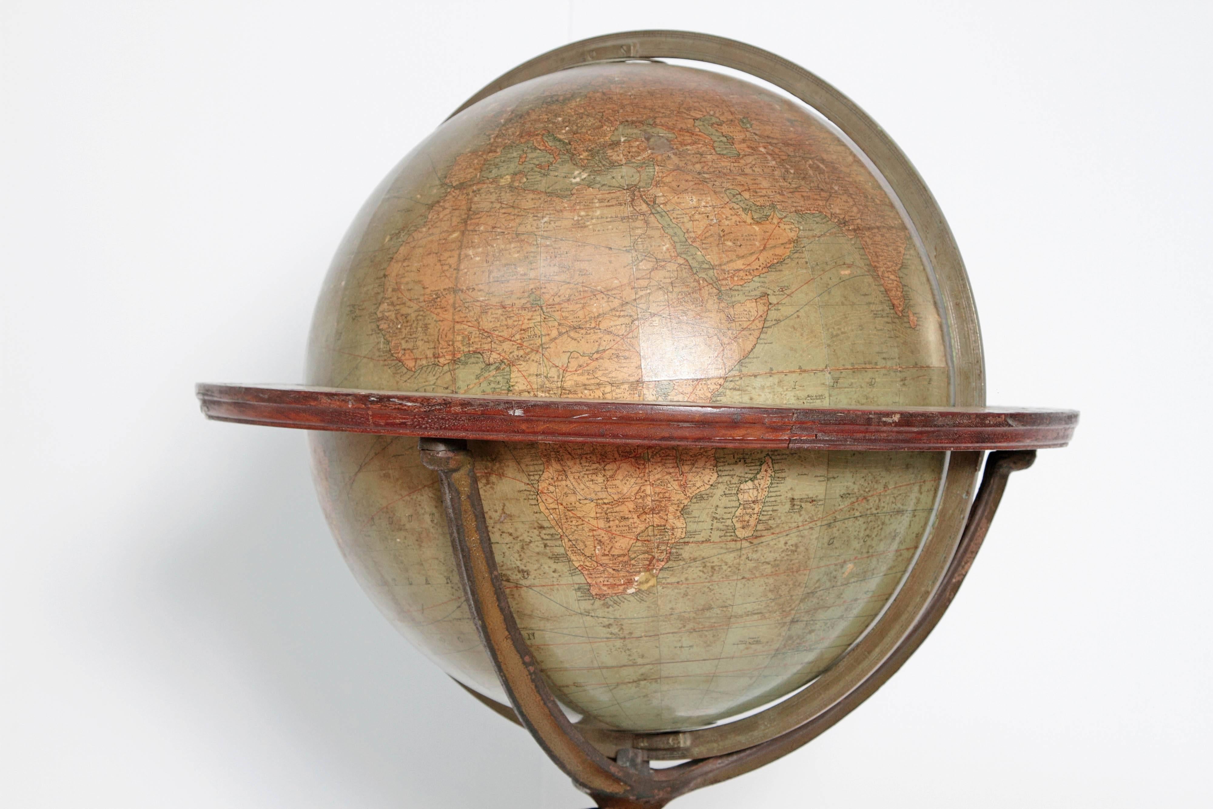 Cast English Terrestrial Globe by W. & A.K. Johnston, Limited, circa 1890