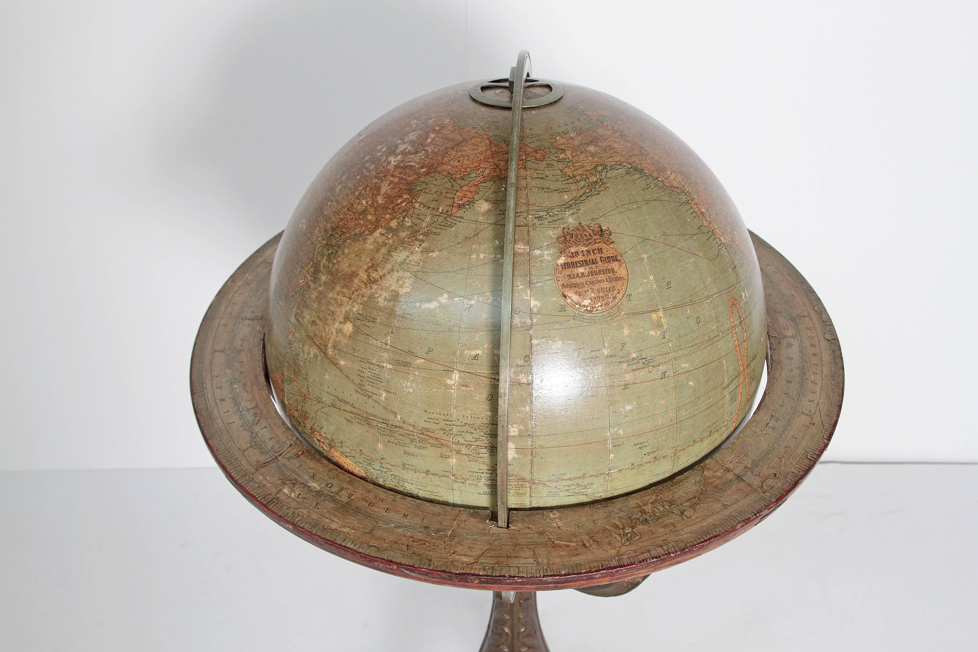 English Terrestrial Globe by W. & A.K. Johnston, Limited, circa 1890 1