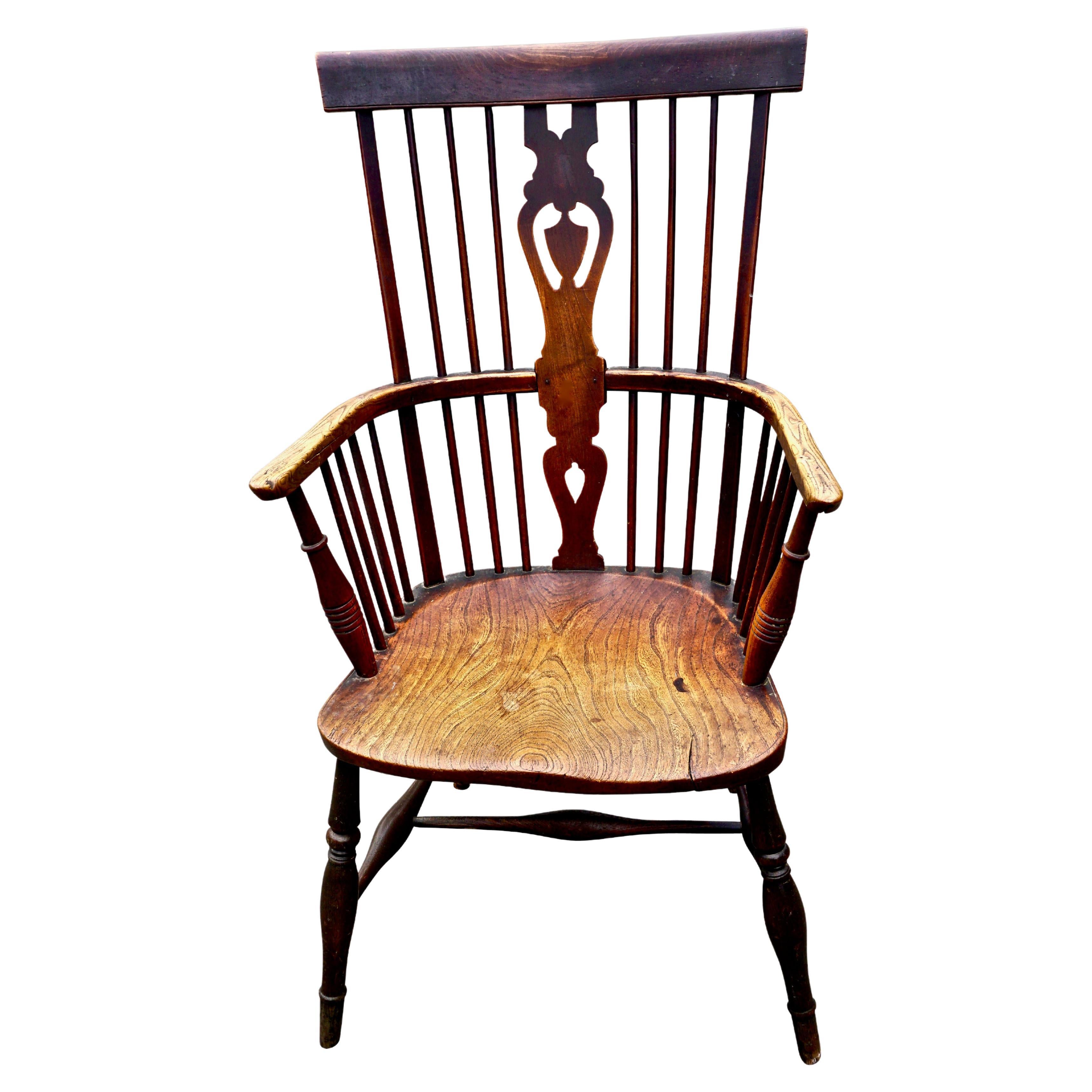 English Thames Valley Nineteenth Century Windsor Armchair with Hickory Seat