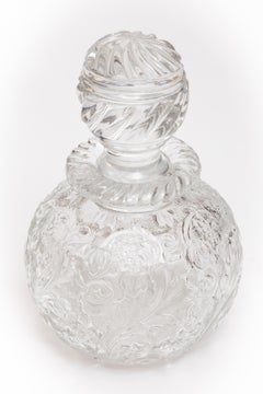 English Thomas Webb Rock Crystal Glass Hand-Carved Perfume Bottle, Circa 1880