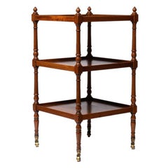 English Three Tier Dumb Waiter on Brass Castors, 1810-20