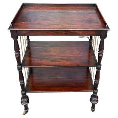 English three tier rosewood trolley with brass accents 19th century 