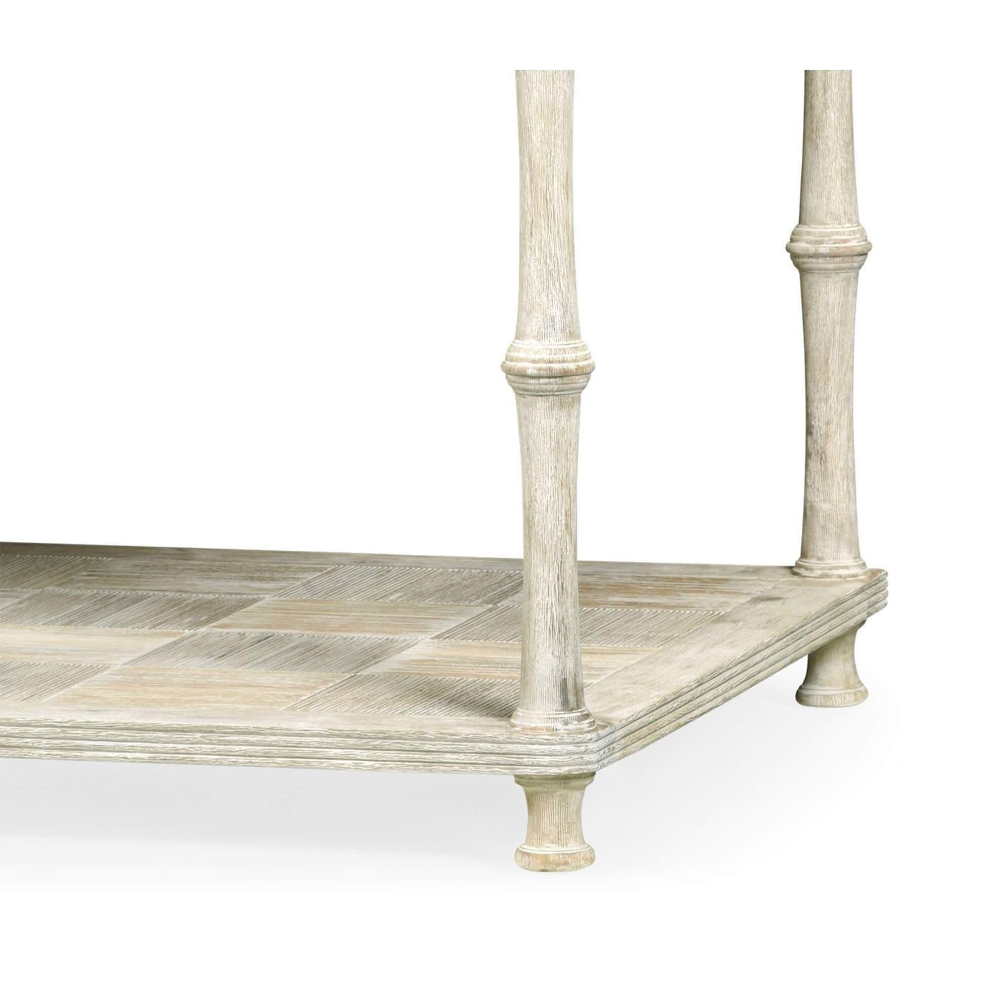 Rustic English Three-Tier Washed Console Table For Sale