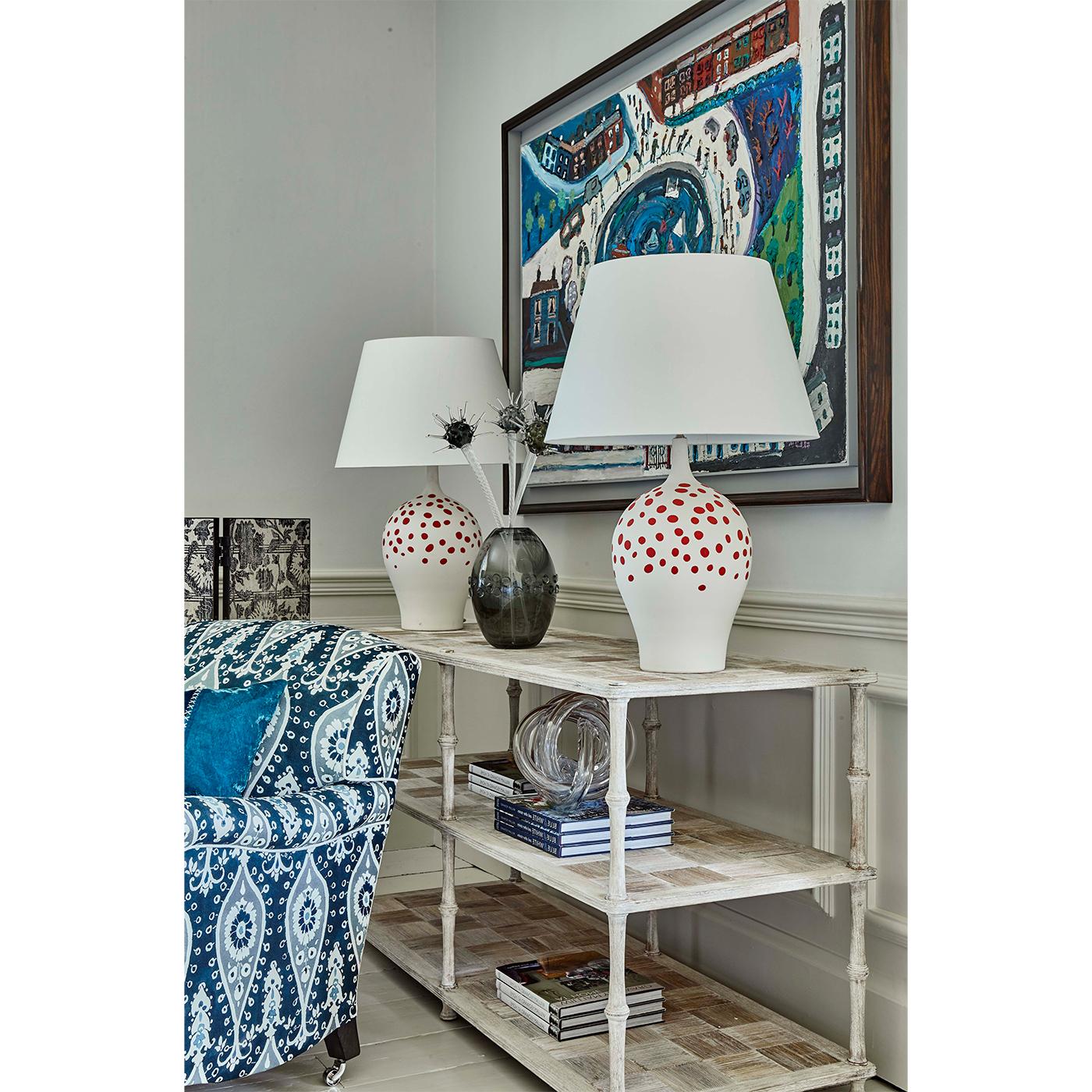 Wood English Three-Tier Washed Console Table For Sale
