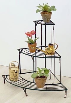 English Three-Tiered Corner Plant Stand of Painted Steel for the Home and Garden