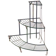 English Three-Tiered Corner Plant Stand of Painted Steel for the Home and Garden