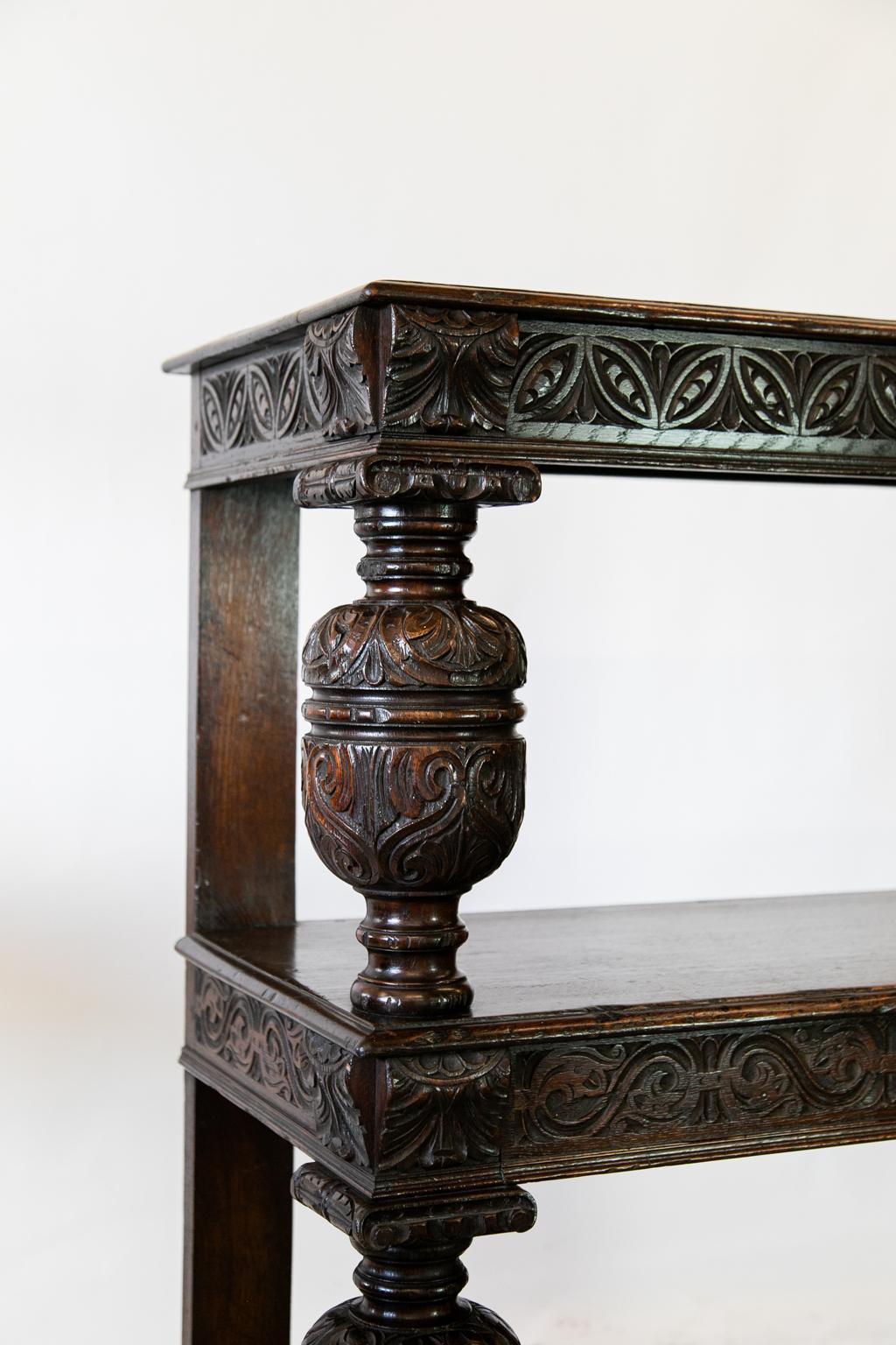 Hand-Carved English Three Tiered Court Server For Sale