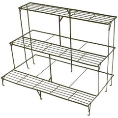 English Three-Tiered Rectangular Plant Stand of Painted Steel for the Garden