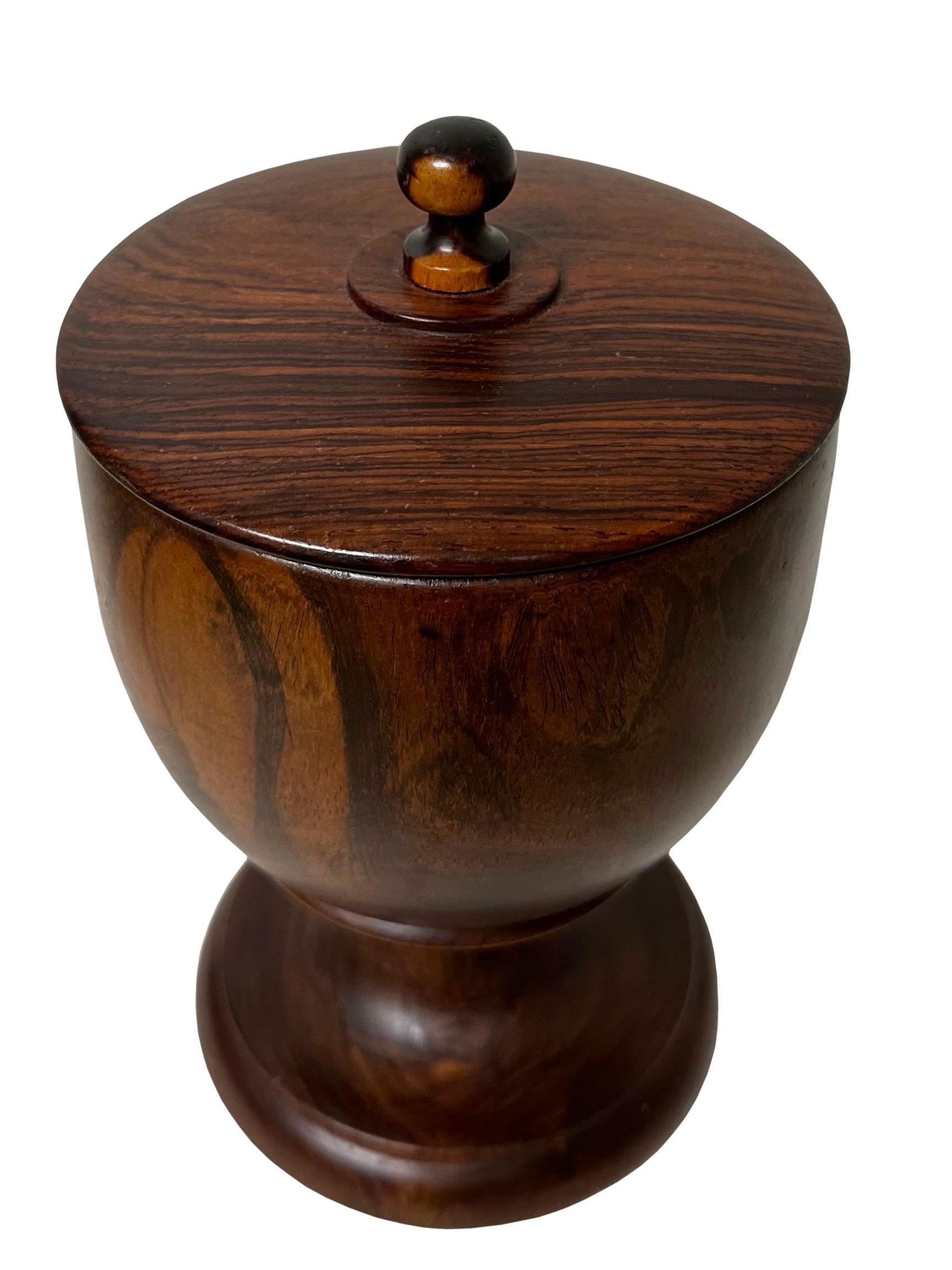 A 19th century English rosewood tobacco jar. This has been beautifully refinished along time ago and whoever did it, did a nice job. Possibly could be Irish but assuming English.