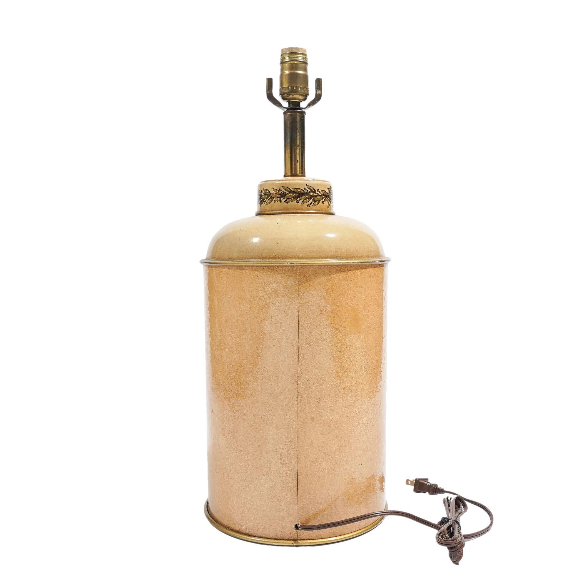 British English tole tea caddy style lamp, c. 1950's