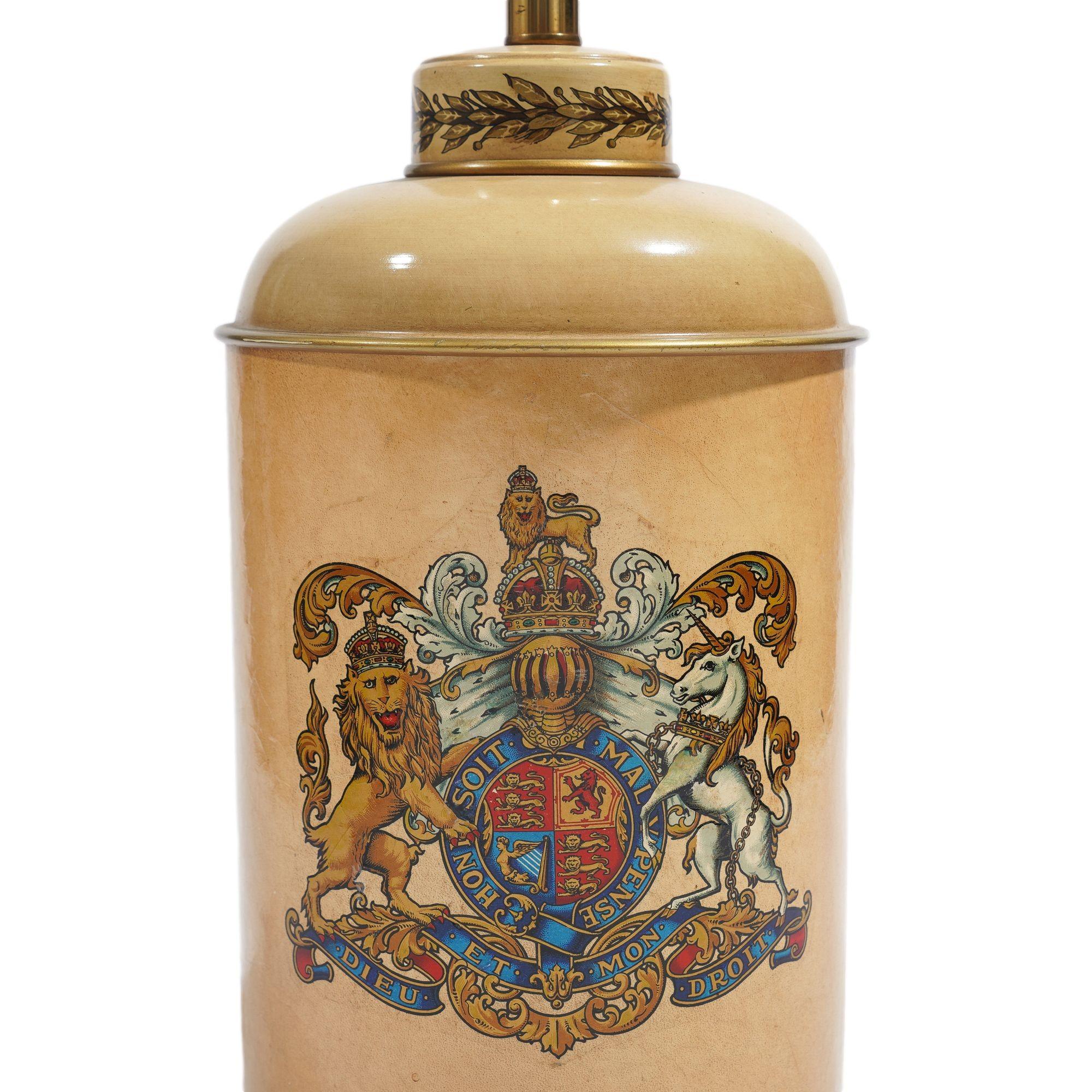 20th Century English tole tea caddy style lamp, c. 1950's
