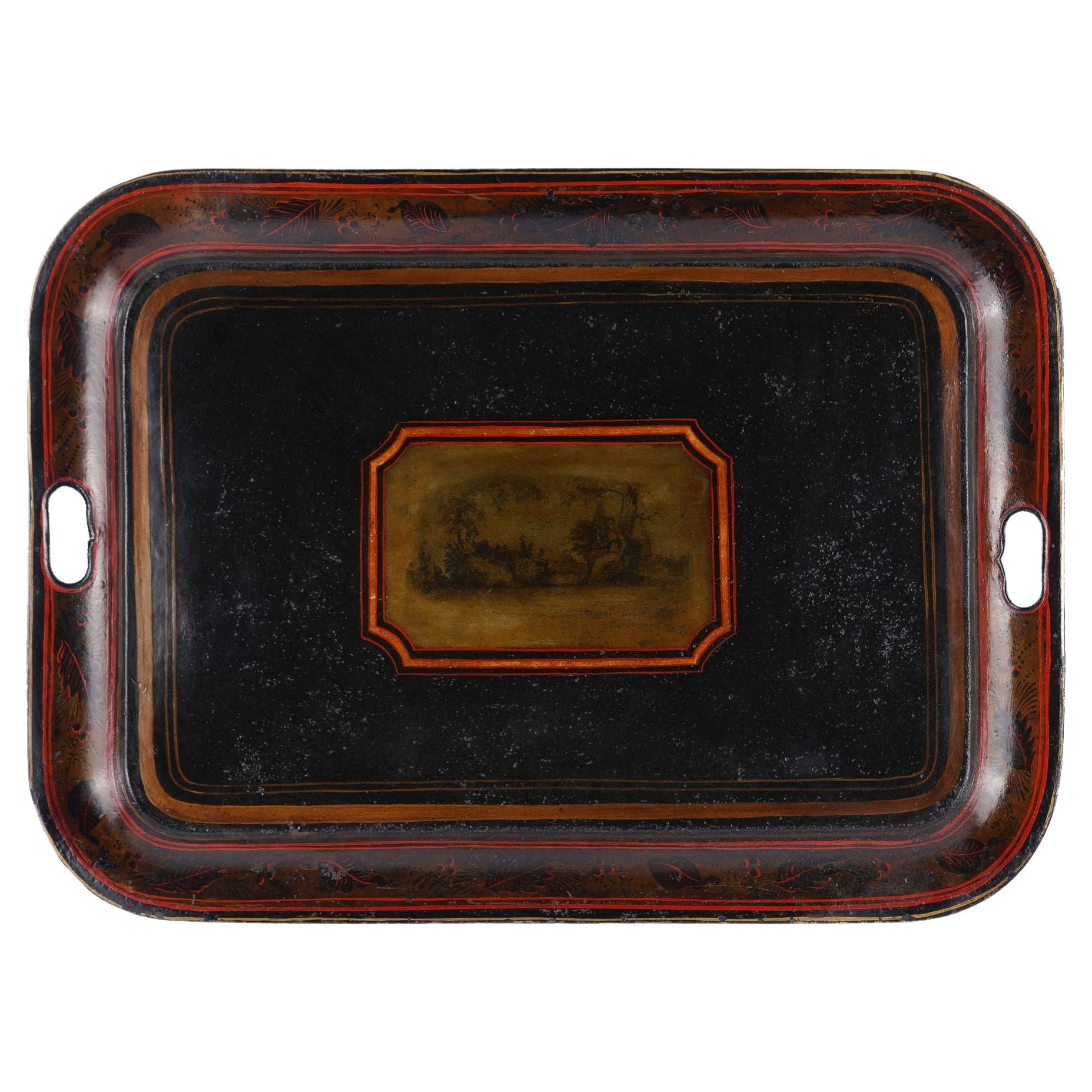 Bandeja de té inglesa de tole, c. 1800-20