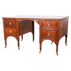 English Tooled Green Leather Top Partners Desk