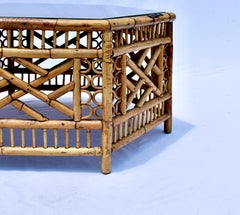 English Tortoise Bamboo and Cane Hexagon Coffee Table