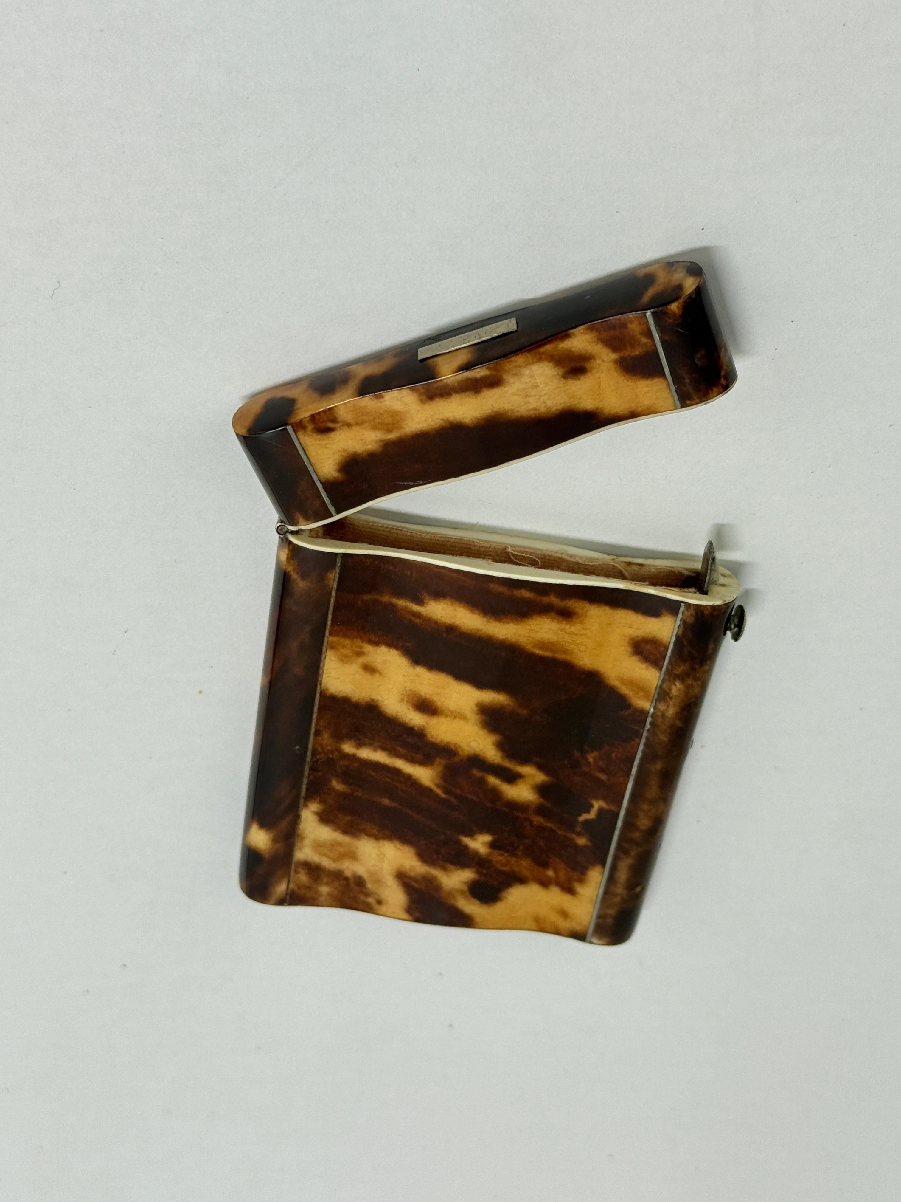 Shell English Tortoiseshell and Silver Mounted Card Case, Circa 1830 For Sale