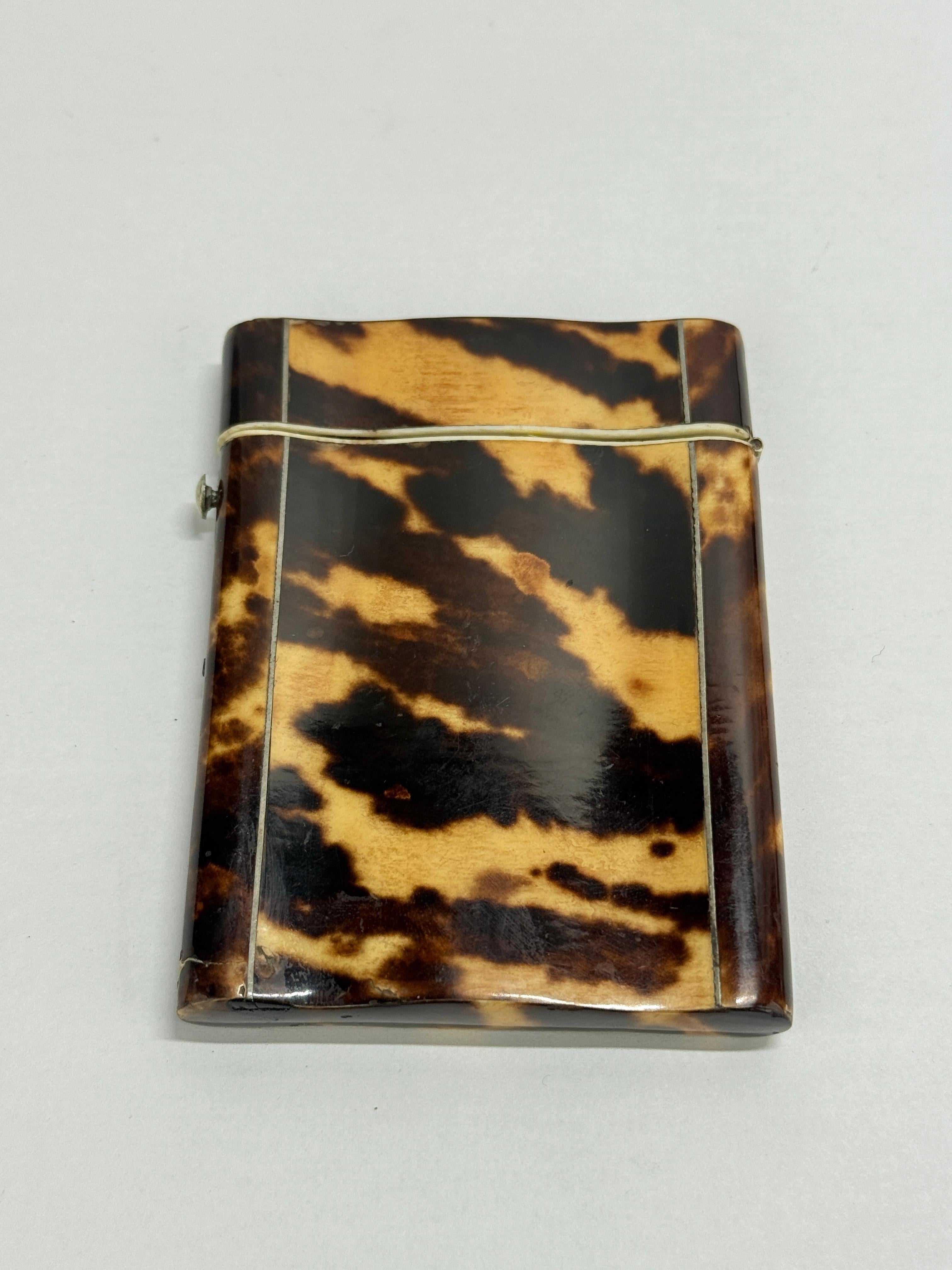 English Tortoiseshell and Silver Mounted Card Case, Circa 1830 For Sale 2