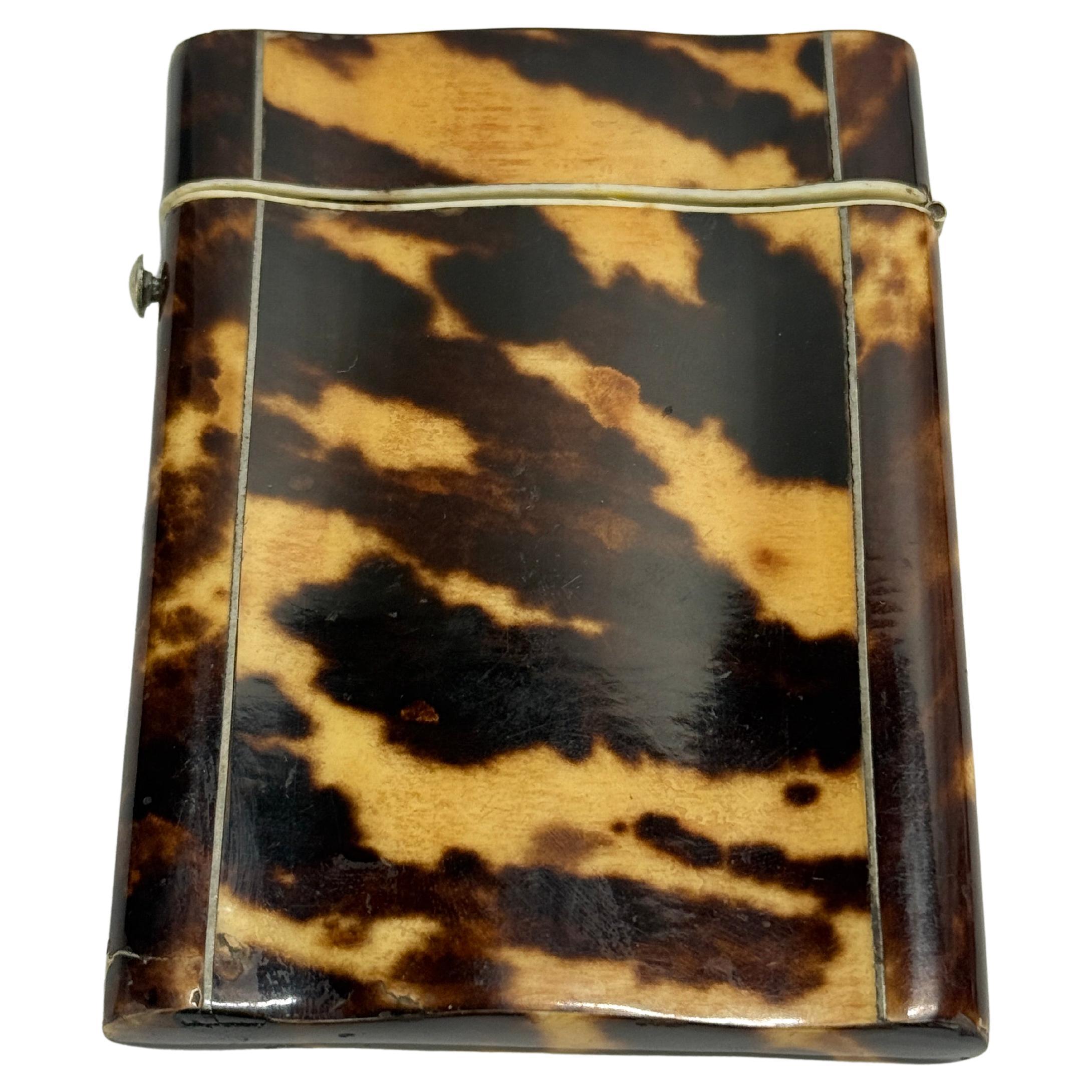 English Tortoiseshell and Silver Mounted Card Case, Circa 1830