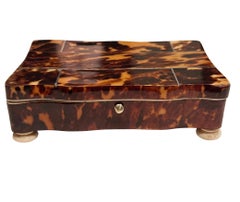 English Tortoiseshell, Ivory and Sterling Box