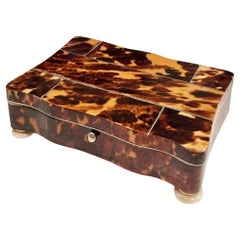 English Tortoiseshell, Ivory and Sterling Box