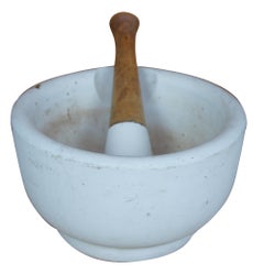 English Trade Mark M Ironstone Mortar & Pestle Apothecary Pharmacy Stone Bowl