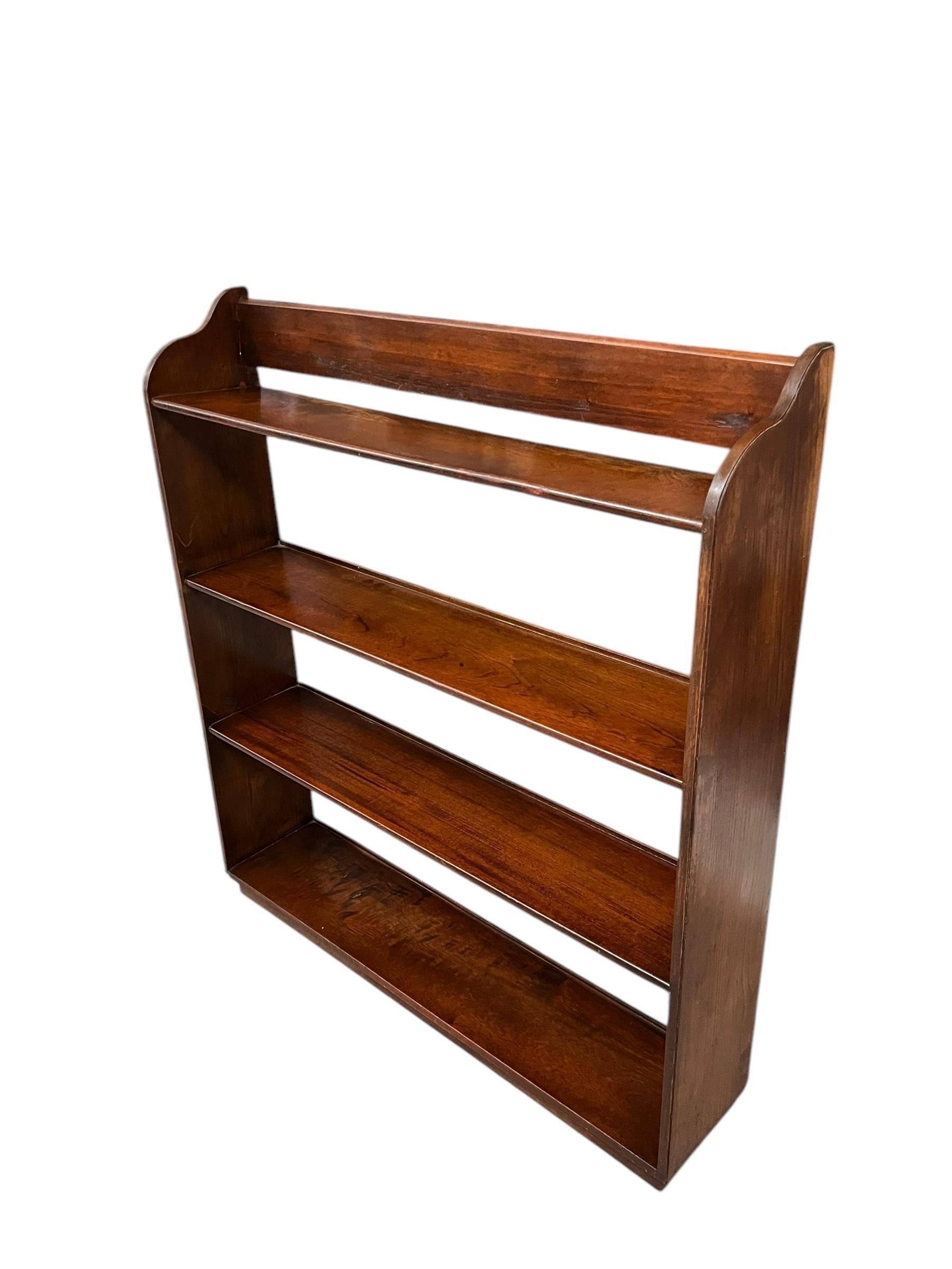 English Traditional Arts and Crafts Style Antique Open Wood Bookcase For Sale 1