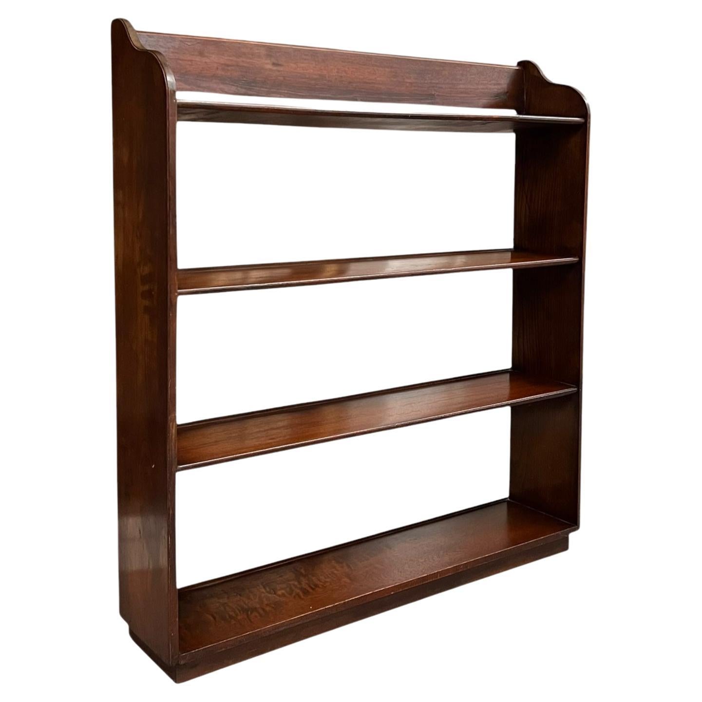 English Traditional Arts and Crafts Style Antique Open Wood Bookcase For Sale