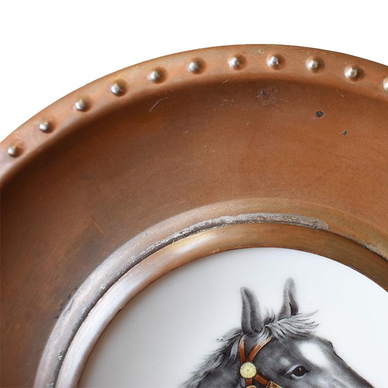 English Traditional Framed Ceramic Horse Plates, a Pair In Good Condition In Oklahoma City, OK