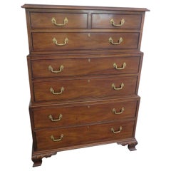 Unique Solid Mahogany English Chippendale Traditional High Chest Tall Dresser