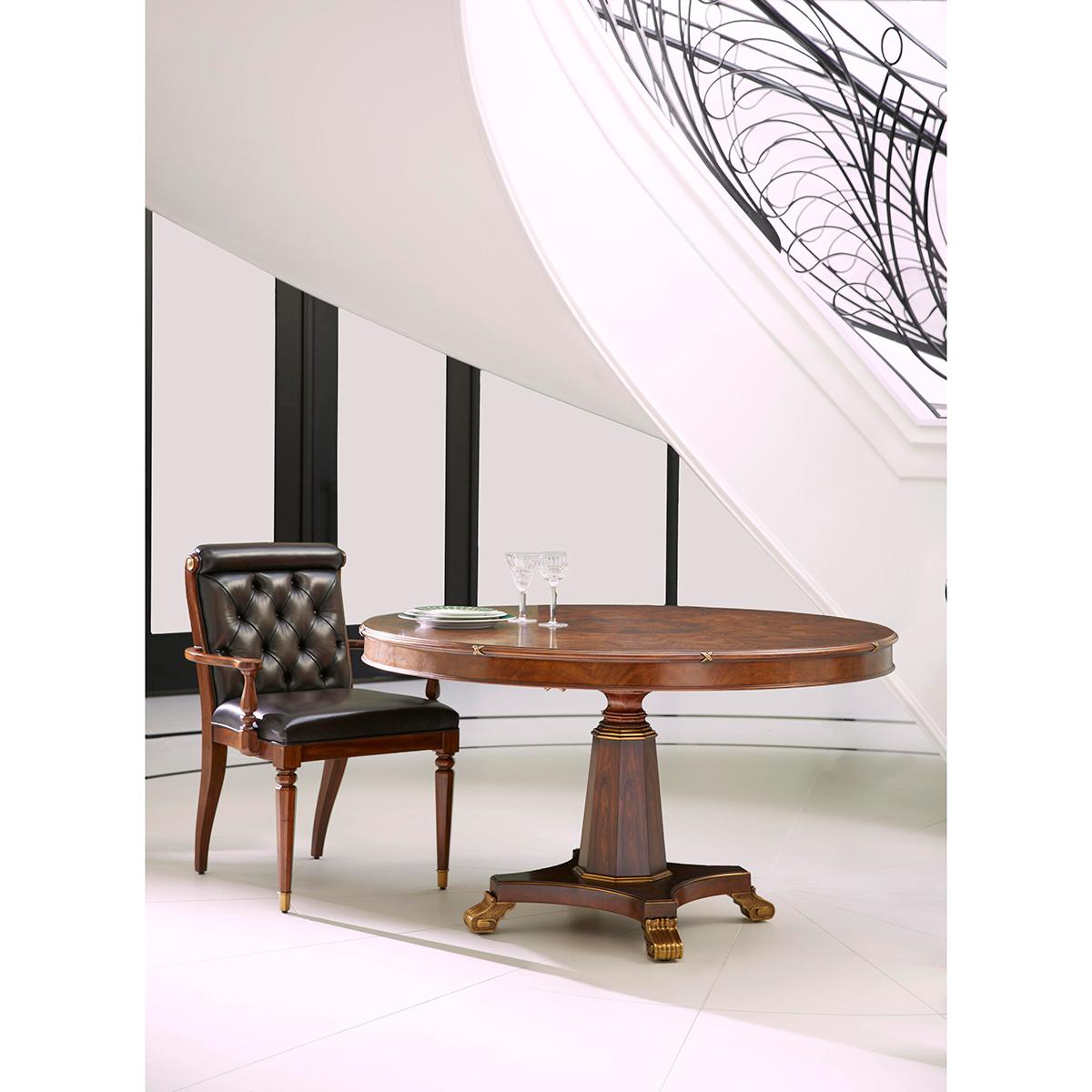 Wood English Traditional Round Dining Table For Sale