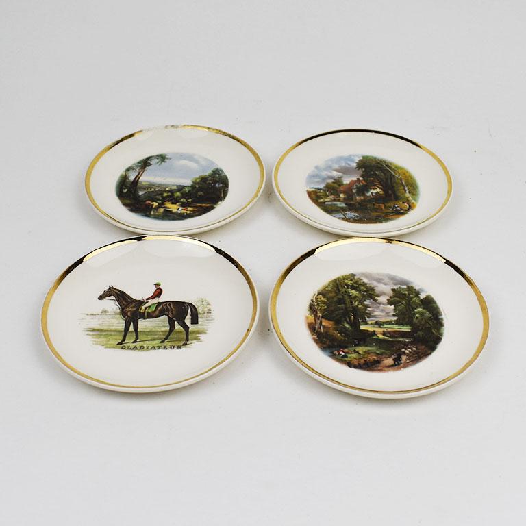 A set of four ceramic collectible trinket dishes with painted scenes. 

“The Cornfield”
By John Constabl
1776-1837

Like Fen Lane, which hangs to the right, this study is thought to be one of the works Constable began outdoors in Suffolk in