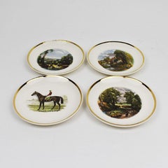 English Traditional Scenic Equestrian Catchall Trinket Dishes, Set of 4