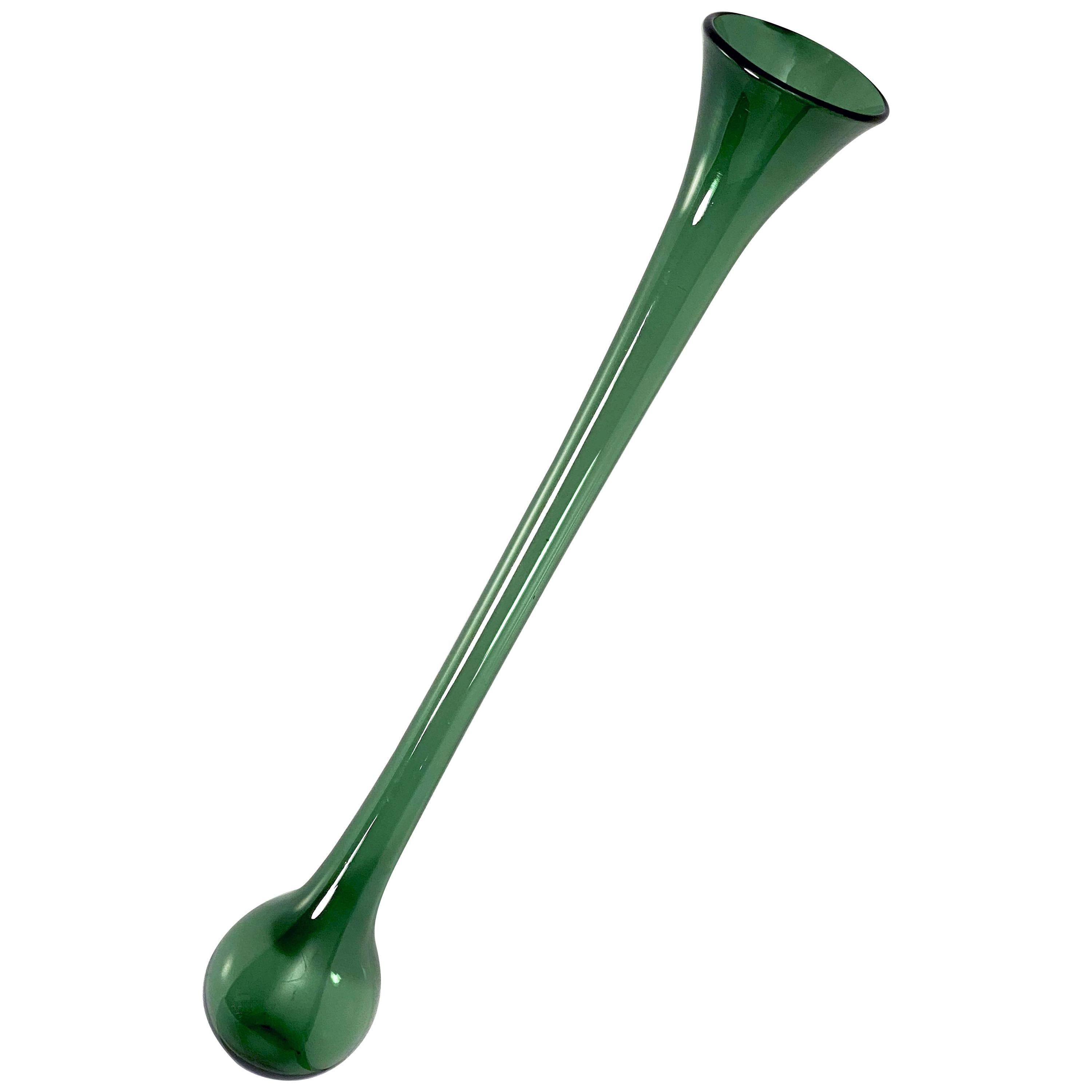 English Traditional "Yard of Ale" Drinking Vessel of Green Glass