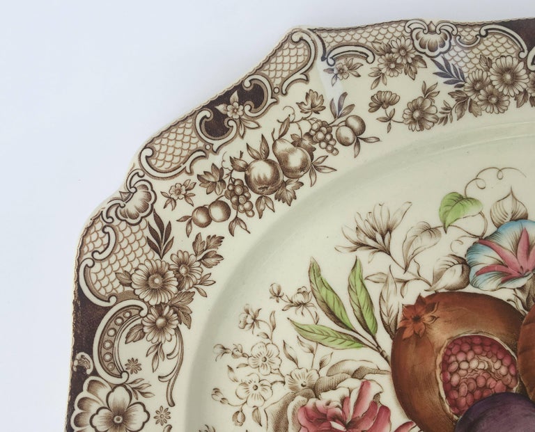 English Transferware Large Platter, Harvest Fruit Pattern by Johnson