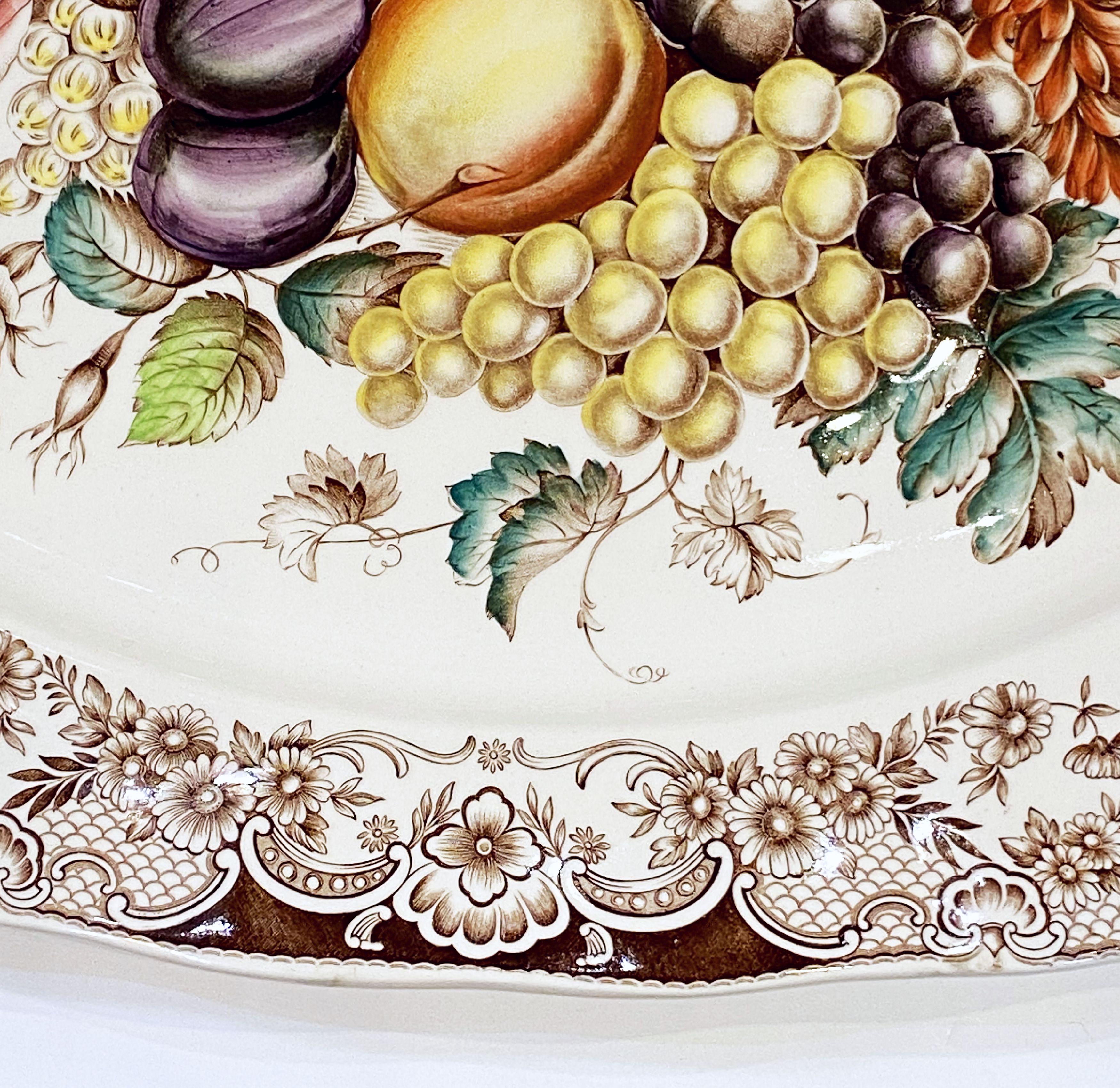 English Transferware Large Platter, Harvest Fruit Pattern by Johnson Brothers In Good Condition In Austin, TX