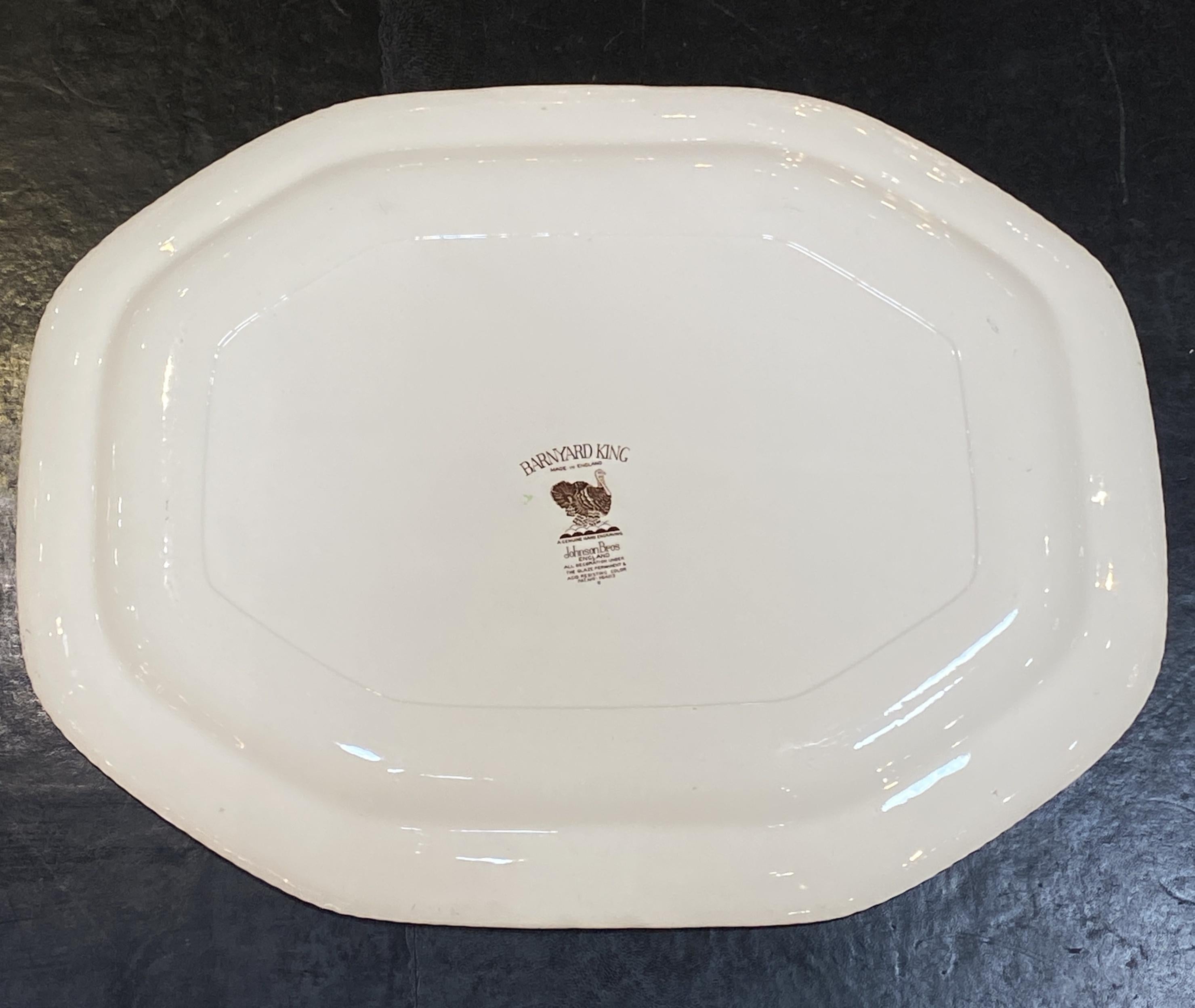 English Transferware Large Turkey Platter, Barnyard King by Johnson Brothers For Sale 2