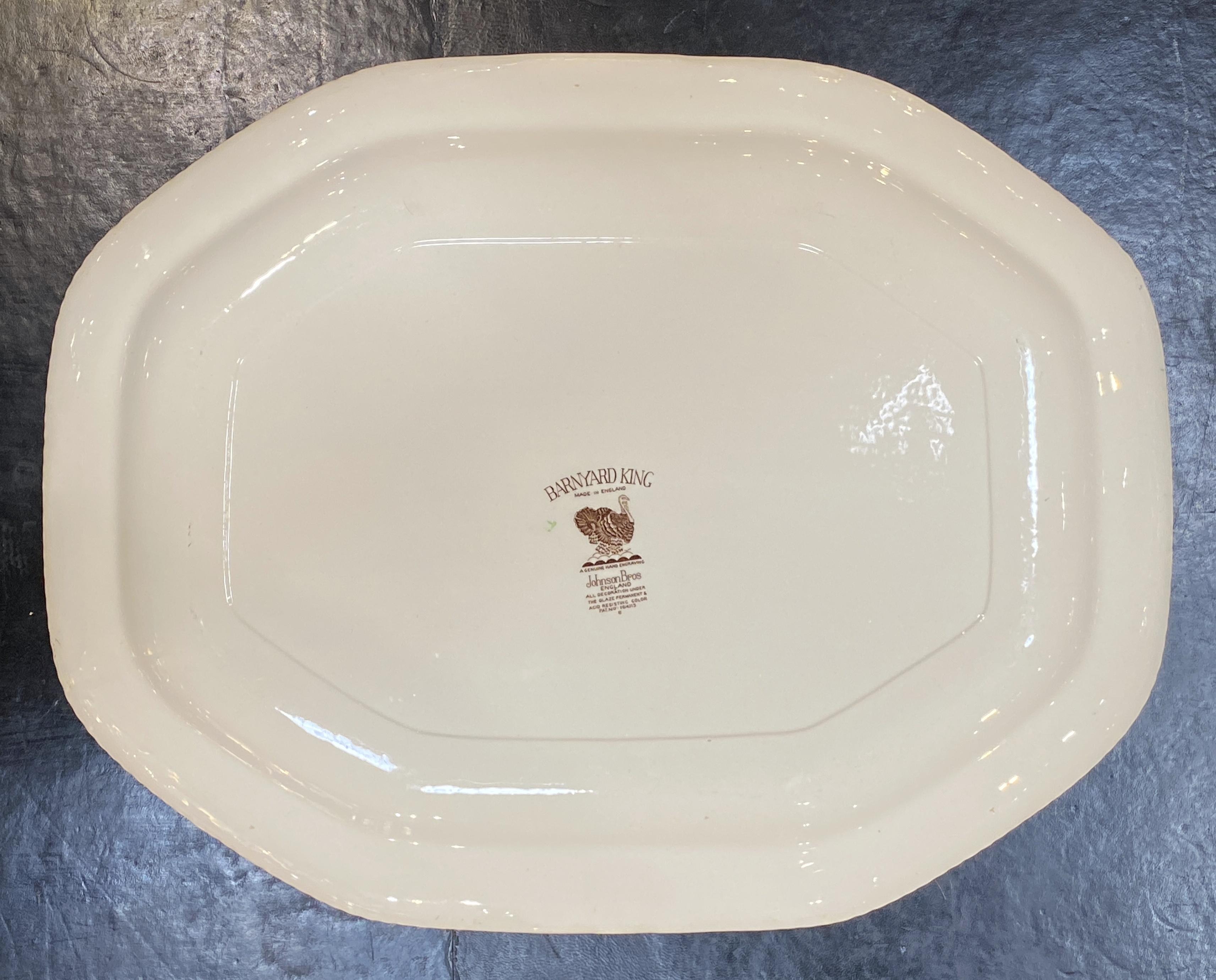 English Transferware Large Turkey Platter, Barnyard King by Johnson Brothers For Sale 3