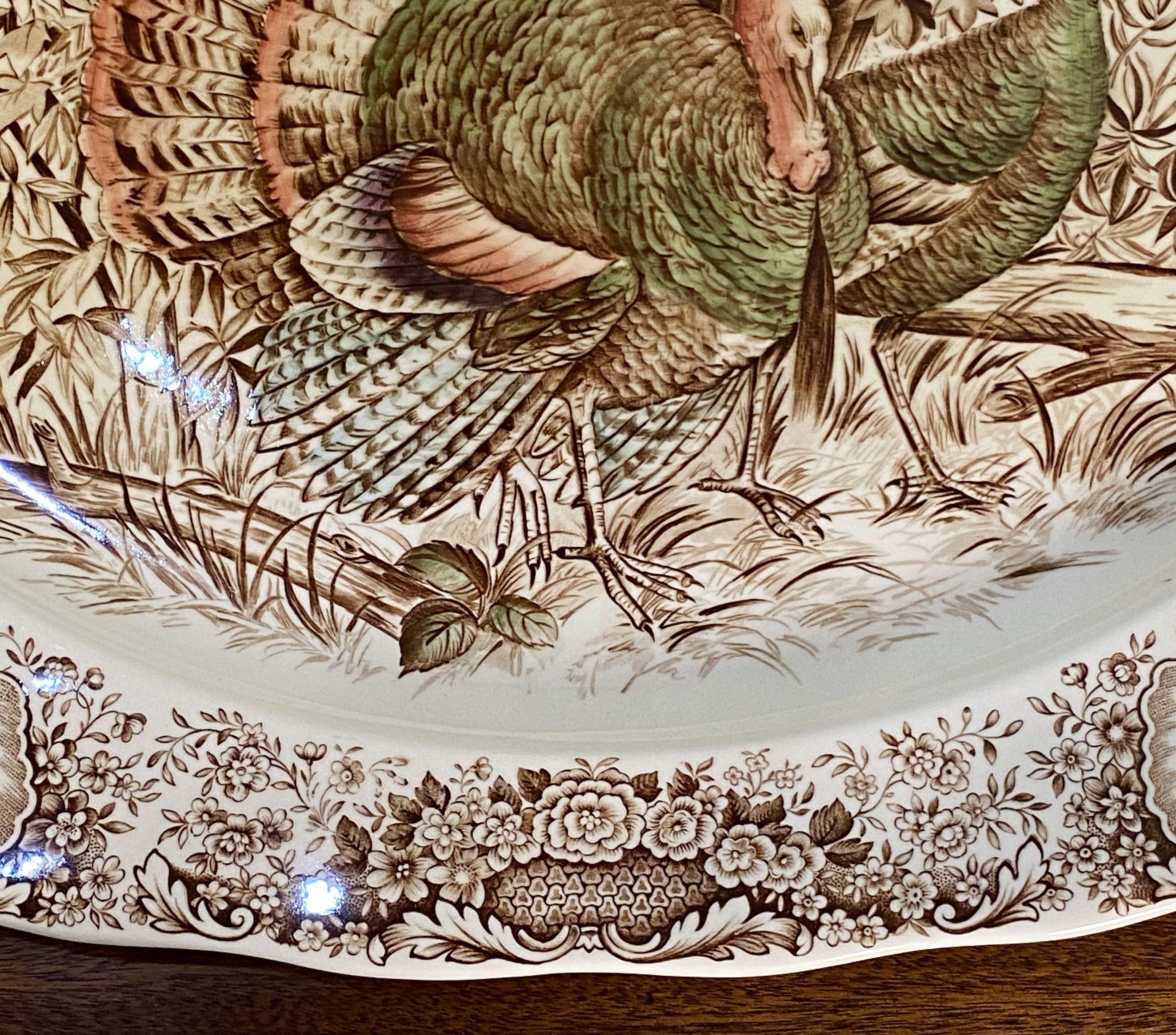 English Transferware Large Turkey Platter, Native American by Johnson Brothers For Sale 1