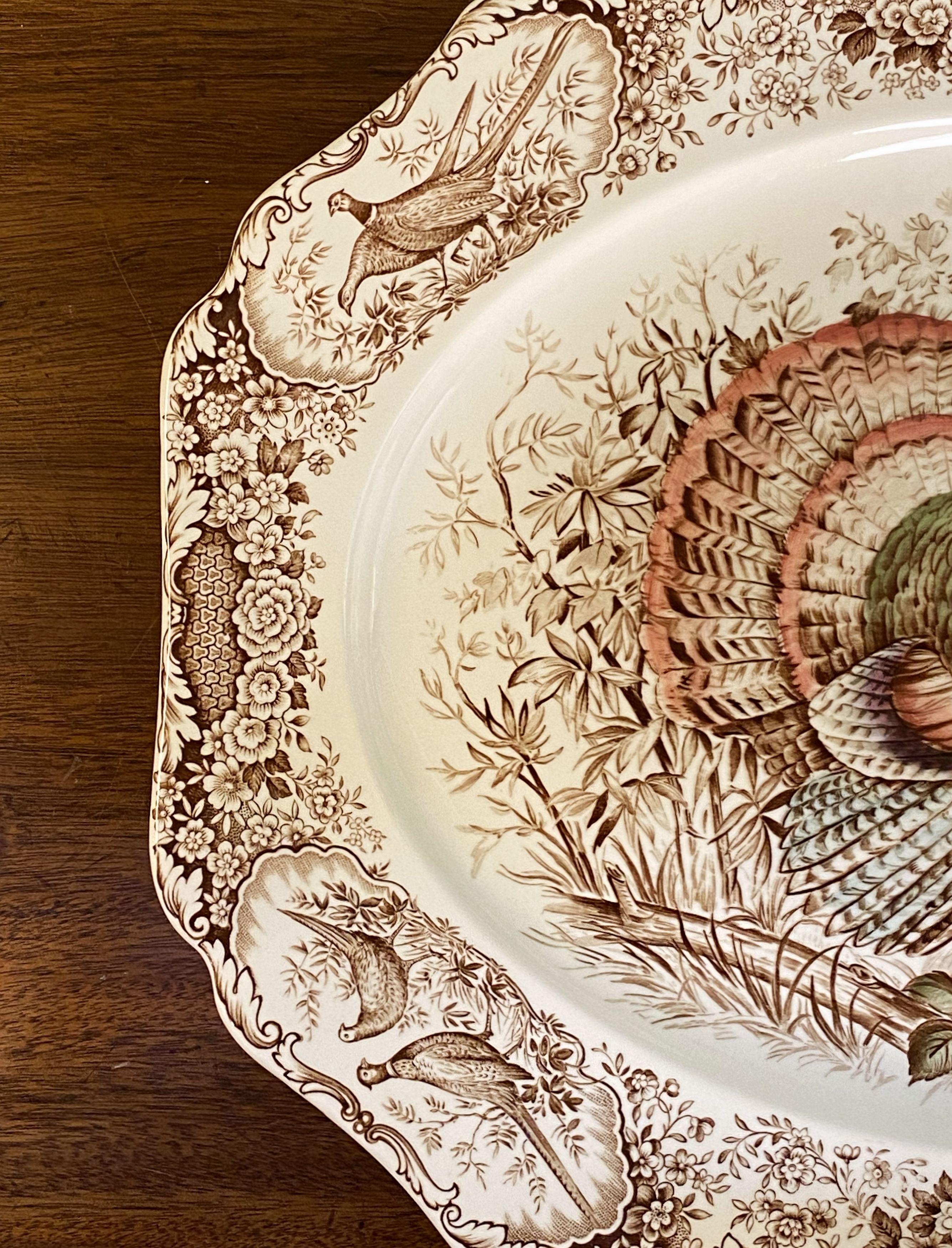 English Transferware Large Turkey Platter, Native American by Johnson Brothers For Sale 2