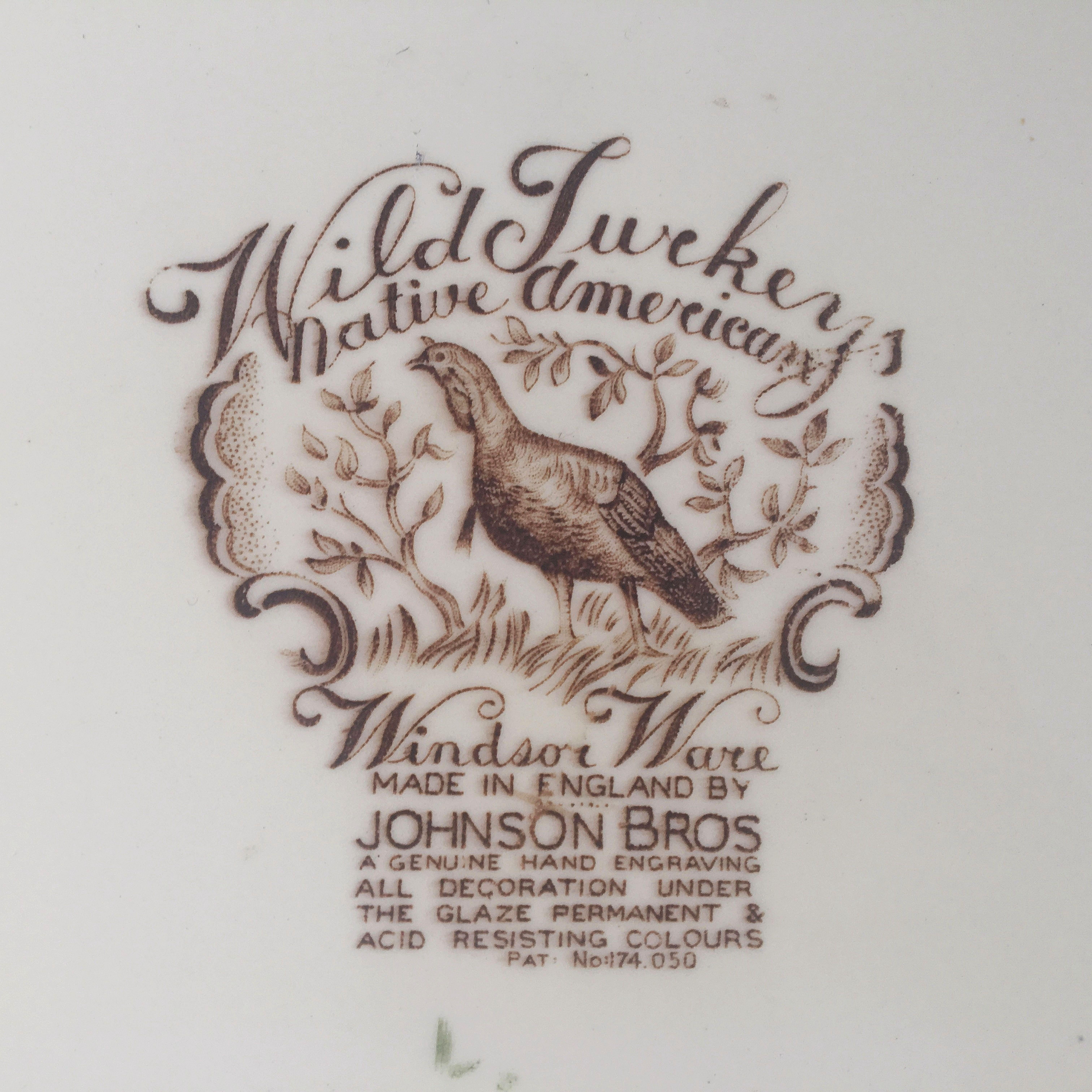 Plato grande de pavo de transferencias inglesas, nativo americano de Johnson Brothers en venta 4