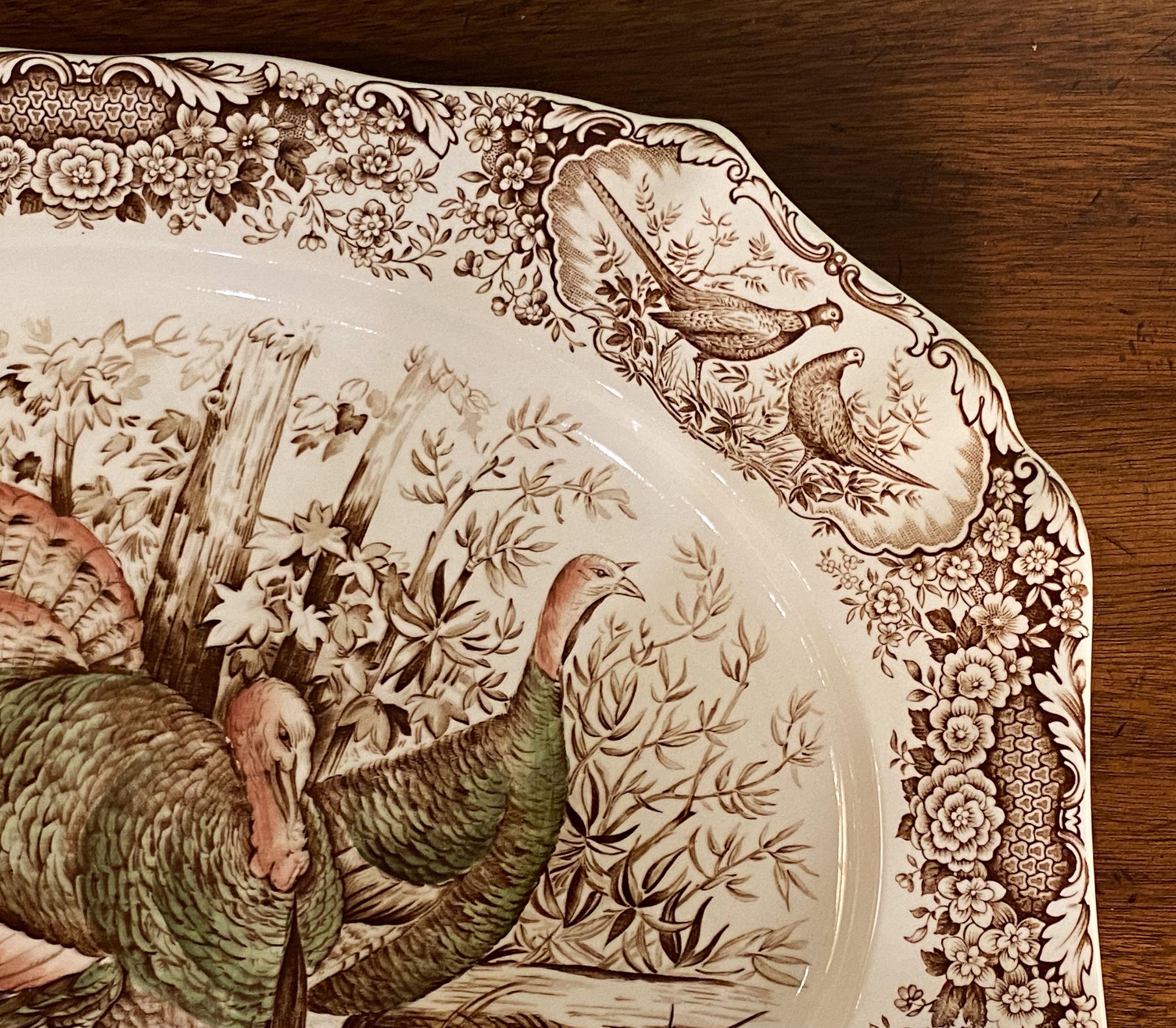 English Transferware Large Turkey Platter, Native American by Johnson Brothers For Sale 3