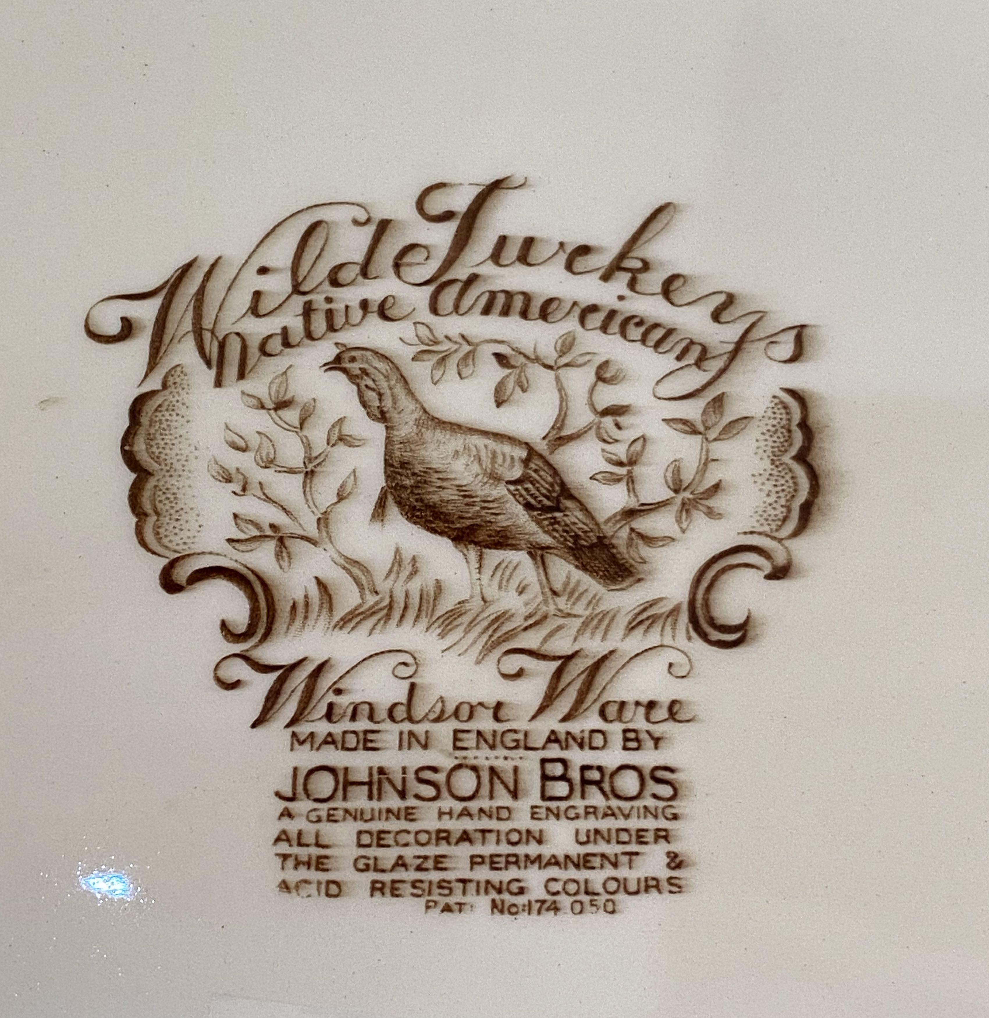 English Transferware Large Turkey Platter, Native American by Johnson Brothers For Sale 5