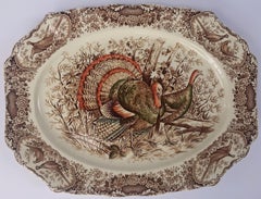 English Transferware Large Turkey Platter, Native American by Johnson Brothers