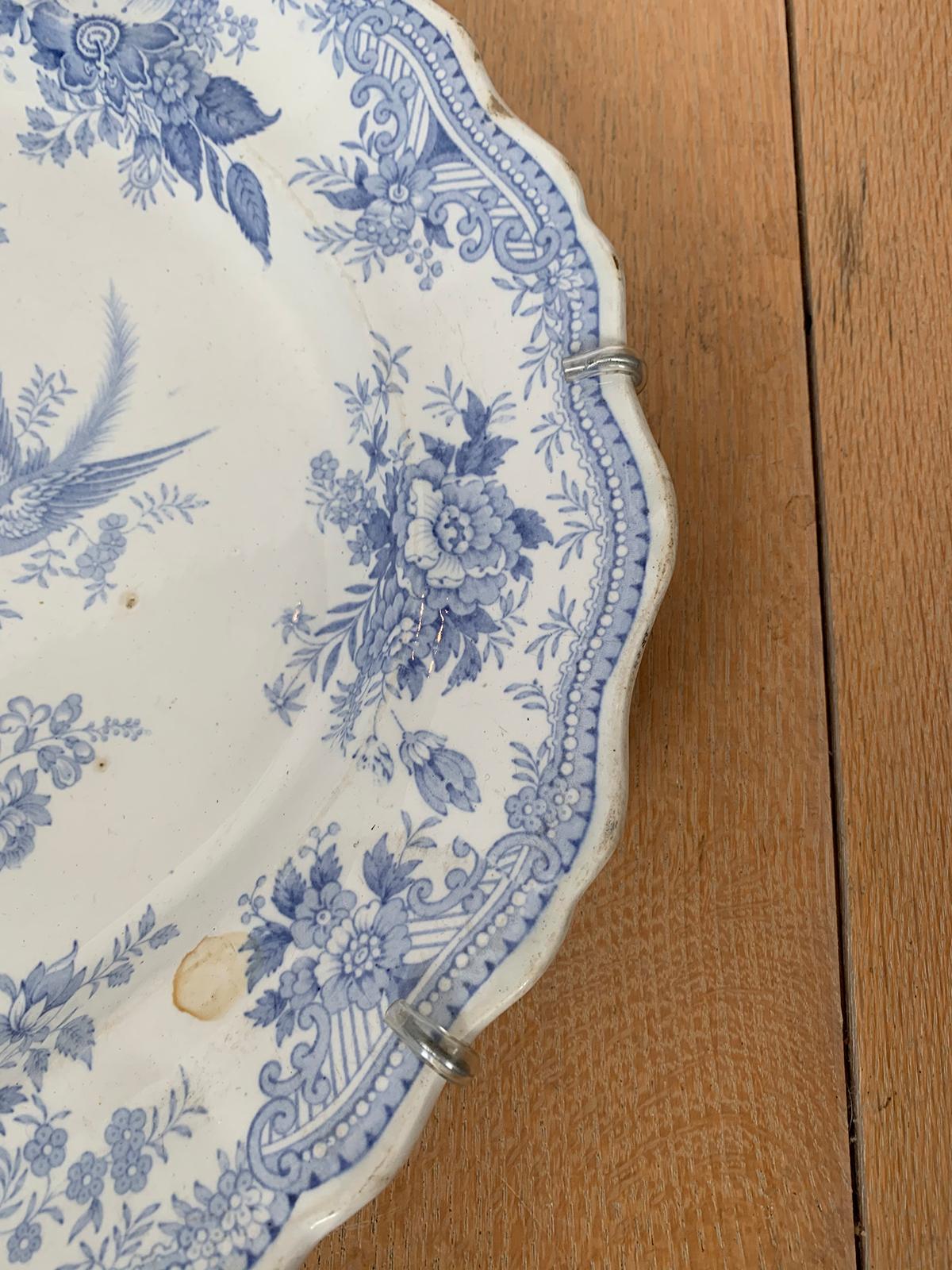 English Transferware Oval Charger in Asiatic Pheasants Pattern, Unmarked For Sale 5