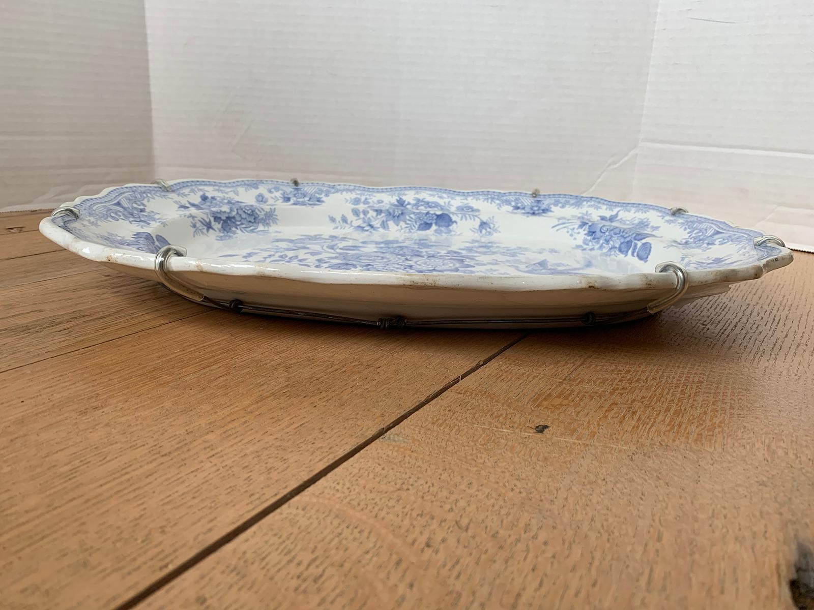 English Transferware Oval Charger in Asiatic Pheasants Pattern, Unmarked For Sale 1